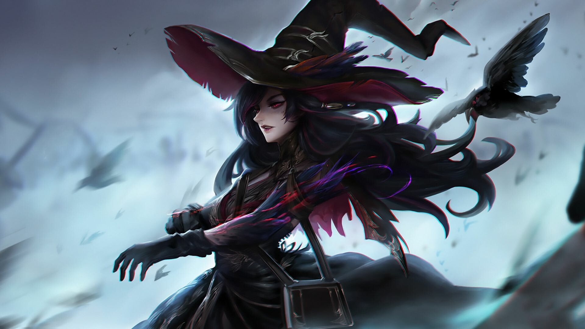 Dark witch fantasy, Crow raven wallpaper, 1920x1080 Full HD Desktop