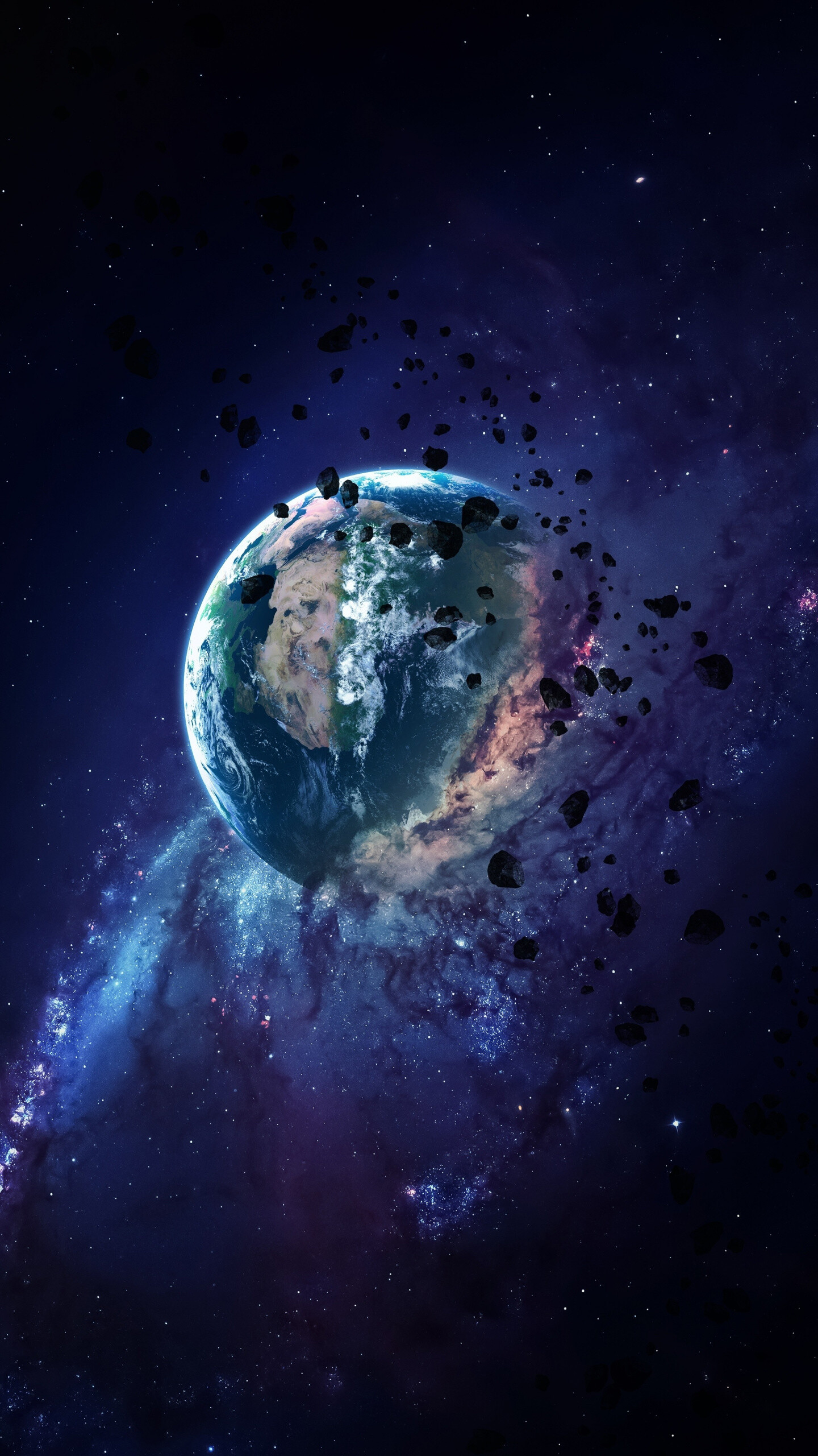 Earth, Asteroid Wallpaper, 1440x2560 HD Phone