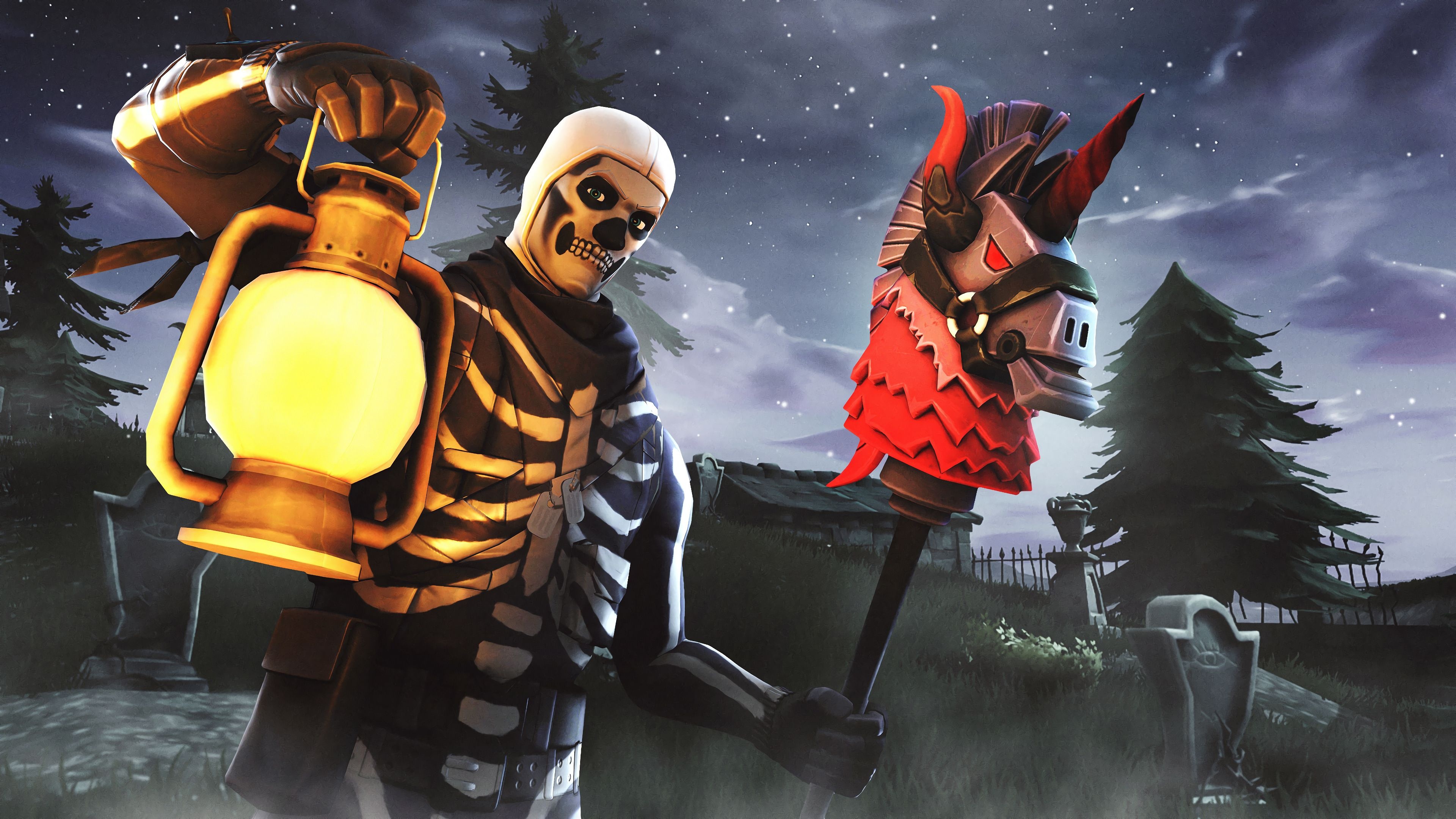 Epic Games, Inc., Gaming icons, Girl Fortnite skins, Skull trooper, 3840x2160 4K Desktop