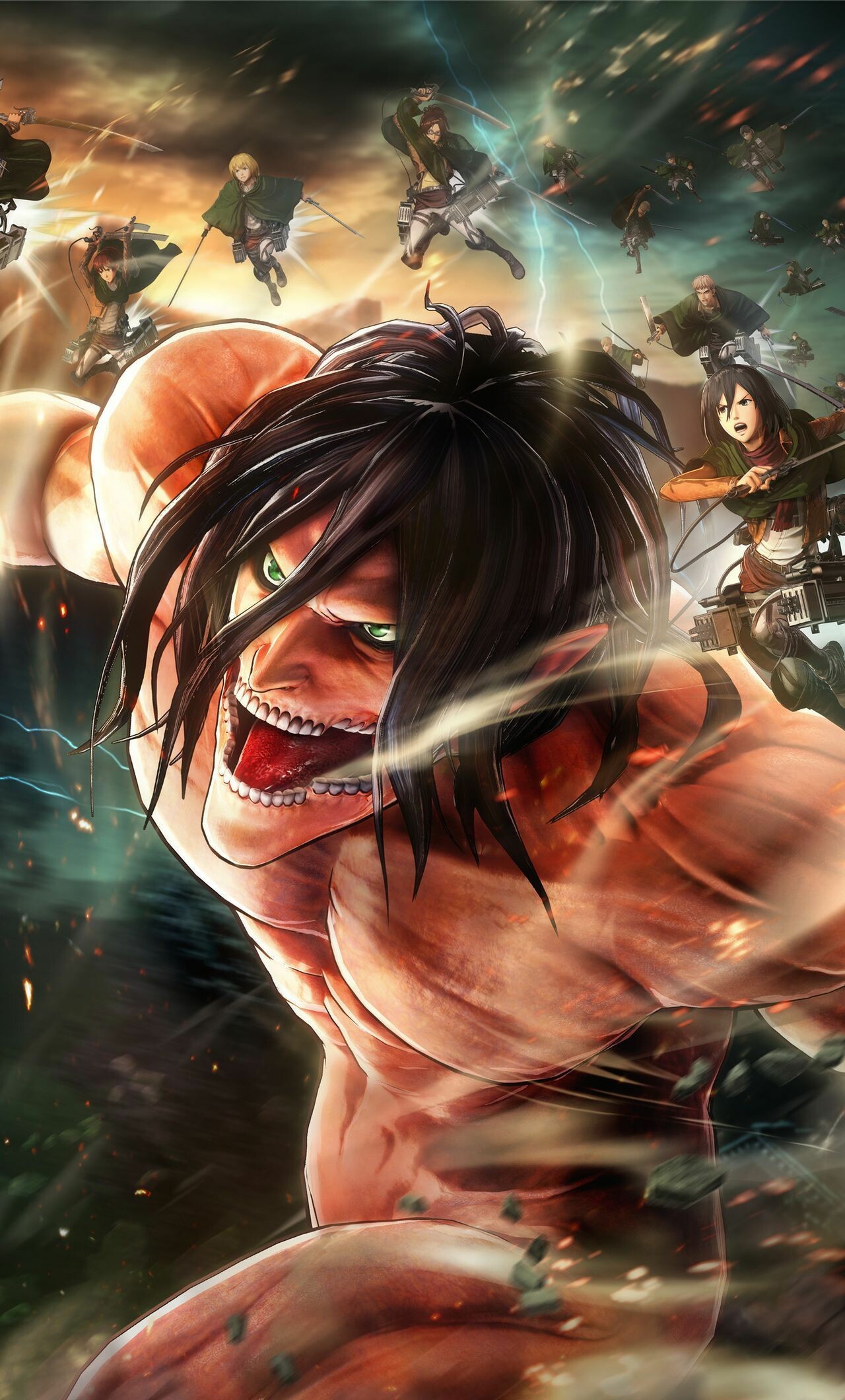 Attack on Titan, Titan iPhone wallpapers, Dynamic action, Intimidating giants, 1280x2120 HD Phone