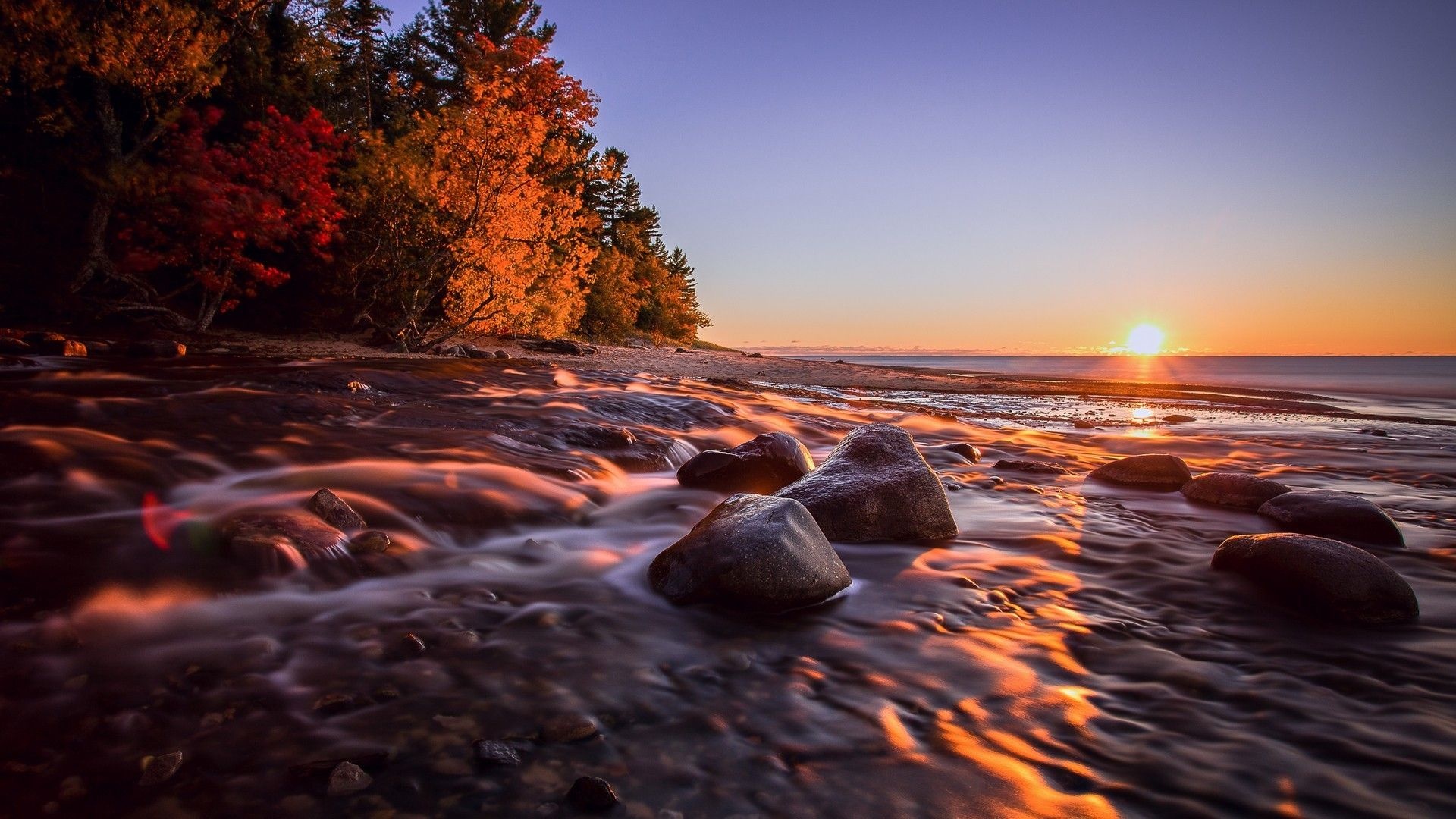 Lake Superior, Lake Michigan, Sunrise wallpapers, 4K HD, 1920x1080 Full HD Desktop