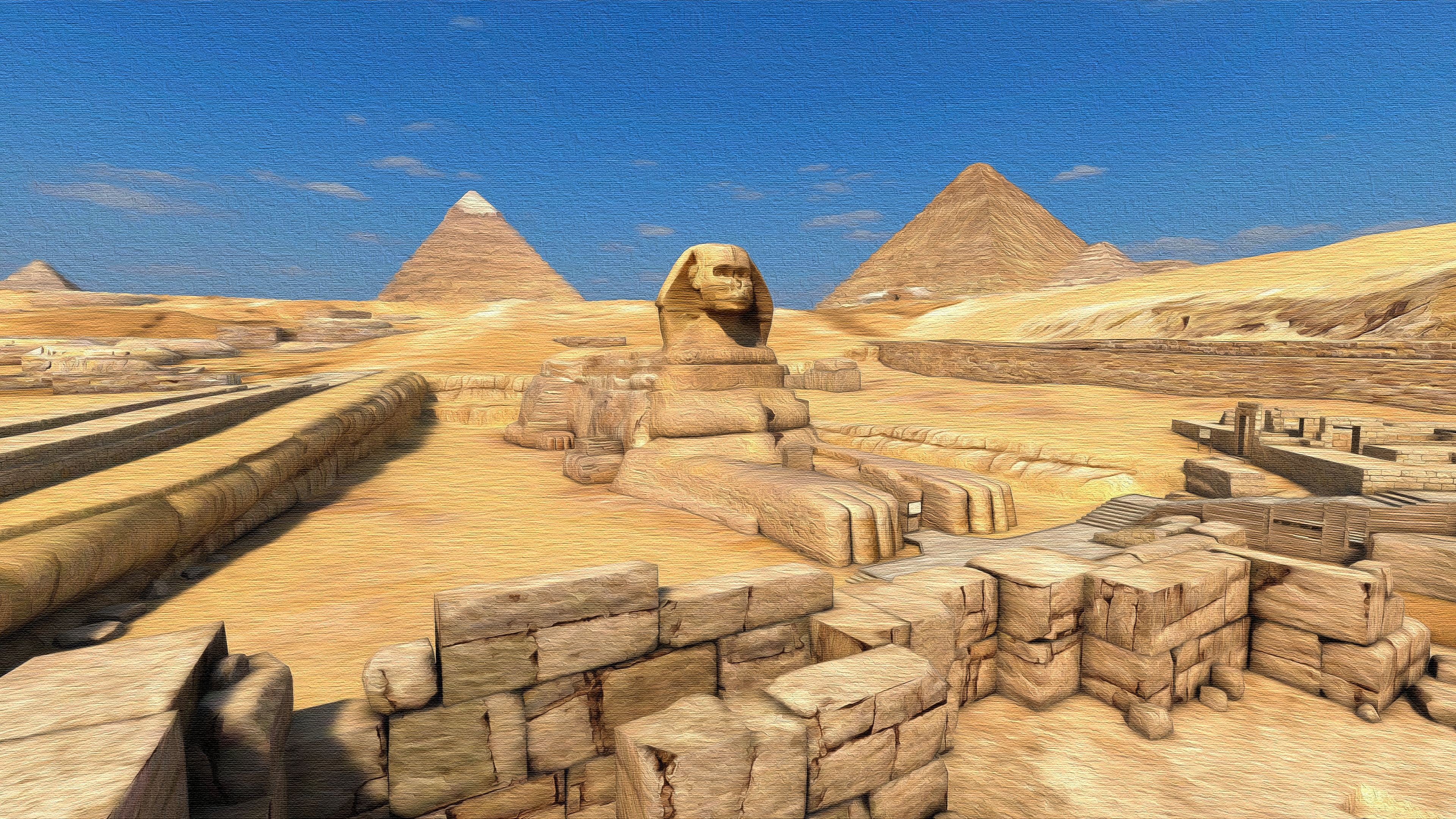 Oil on Canvas, 4K Ultra HD Wallpaper, Background Image, Great Sphinx, 3840x2160 4K Desktop