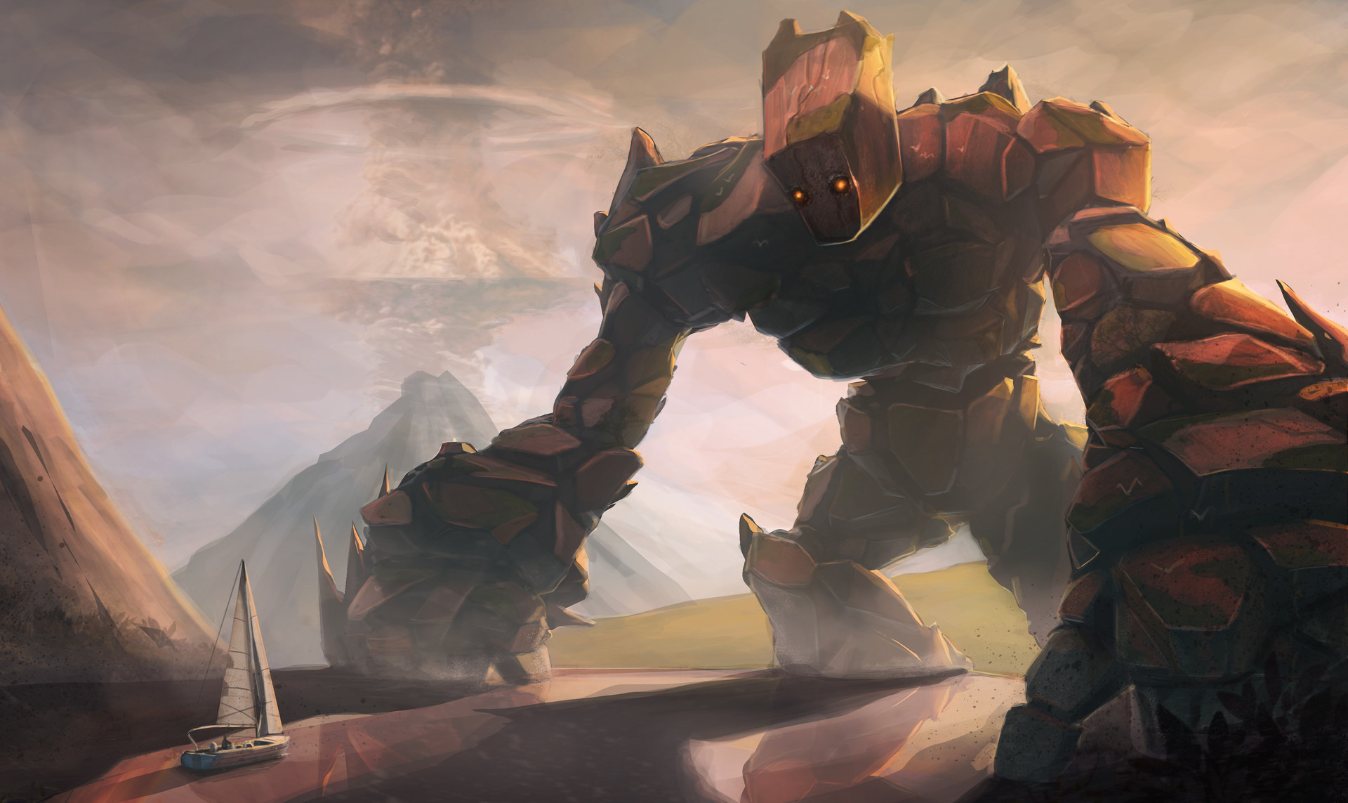 Golem, Sturdy rock formation, Mighty defender, Impressive creation, 1920x1150 HD Desktop