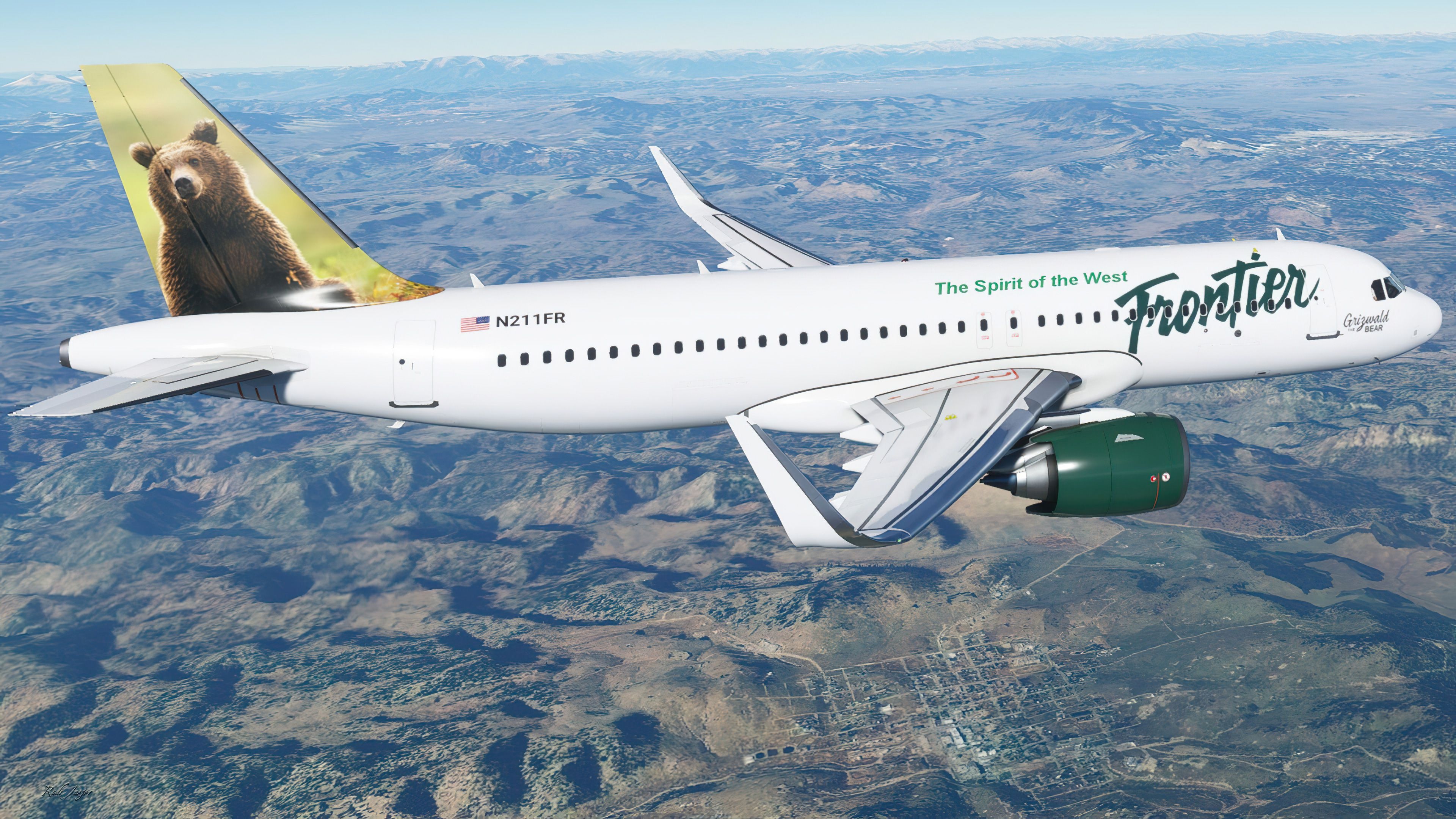 Frontier Airlines, Airbus A320neo, MSFS repaint, Flight simulation hobbyists, 3840x2160 4K Desktop