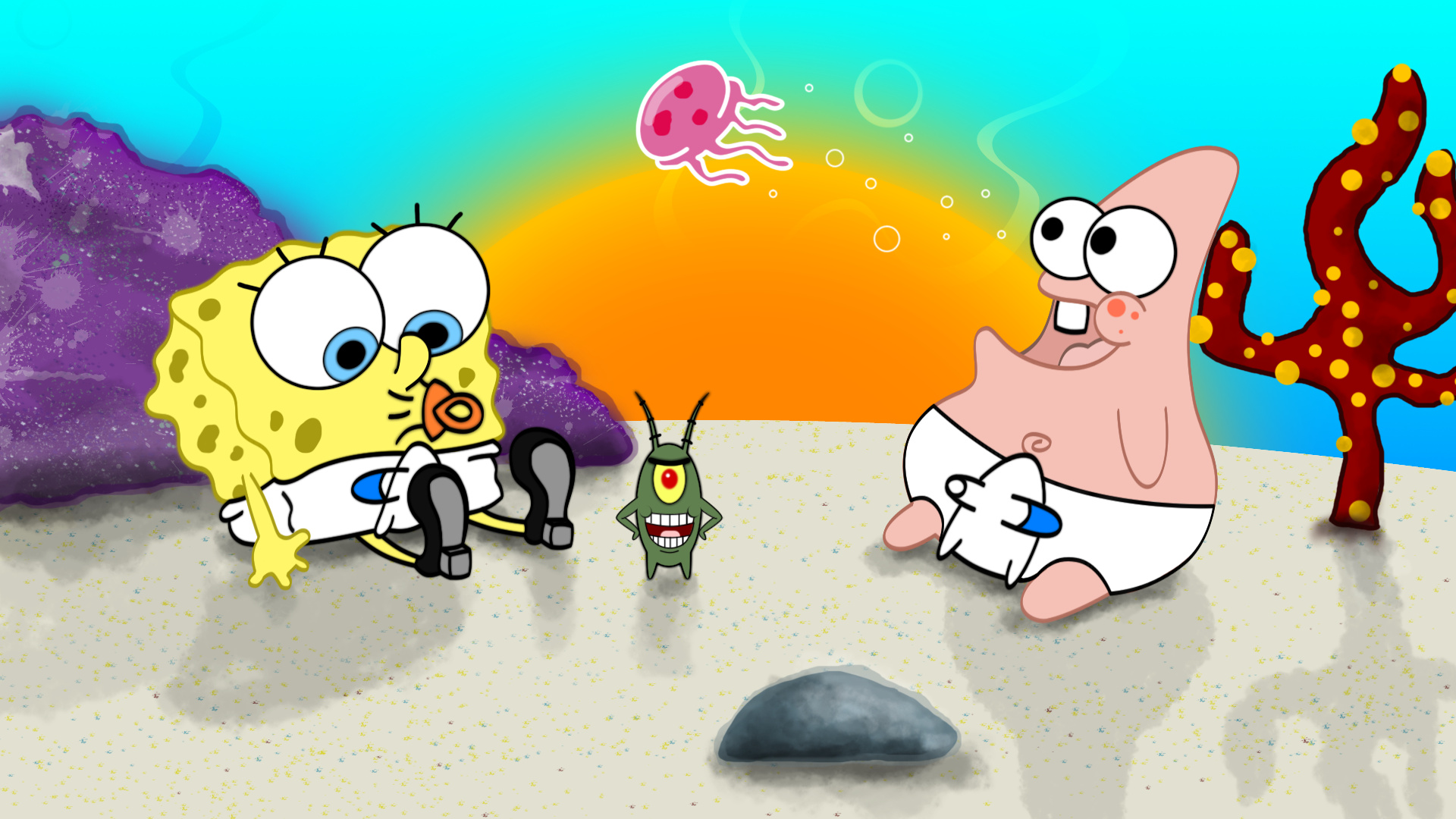 Plankton, SpongeBob SquarePants, Animation, SpongeBob and Patrick, 1920x1080 Full HD Desktop