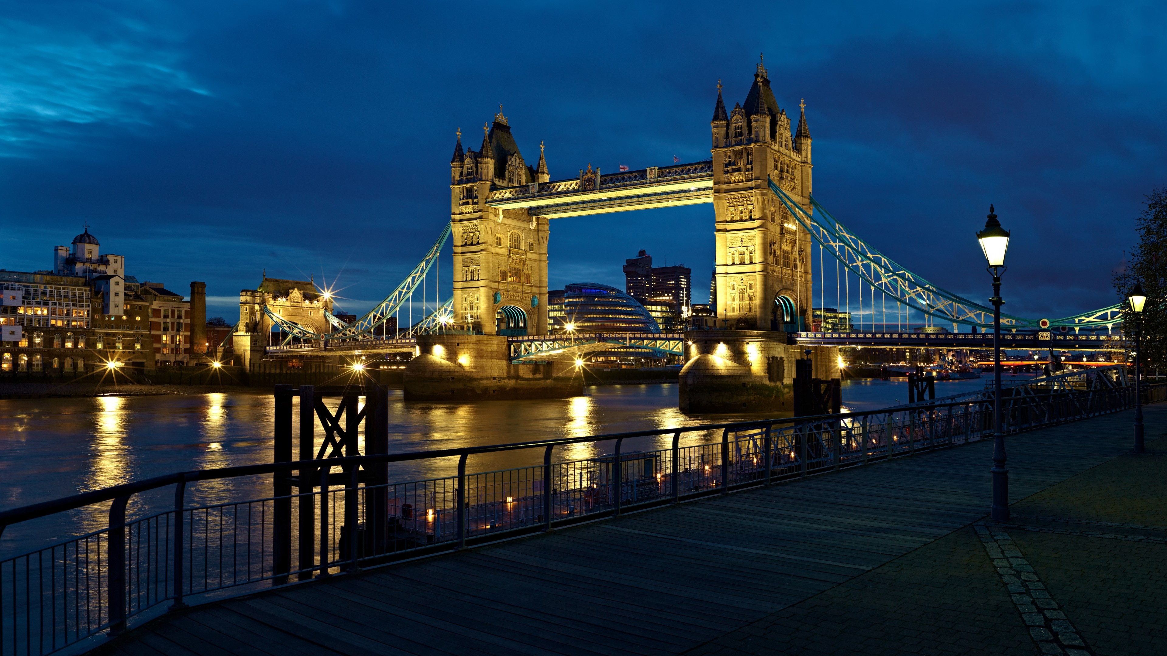 London Bridge at night, River scenery, Architectural beauty, London travel, 3840x2160 4K Desktop