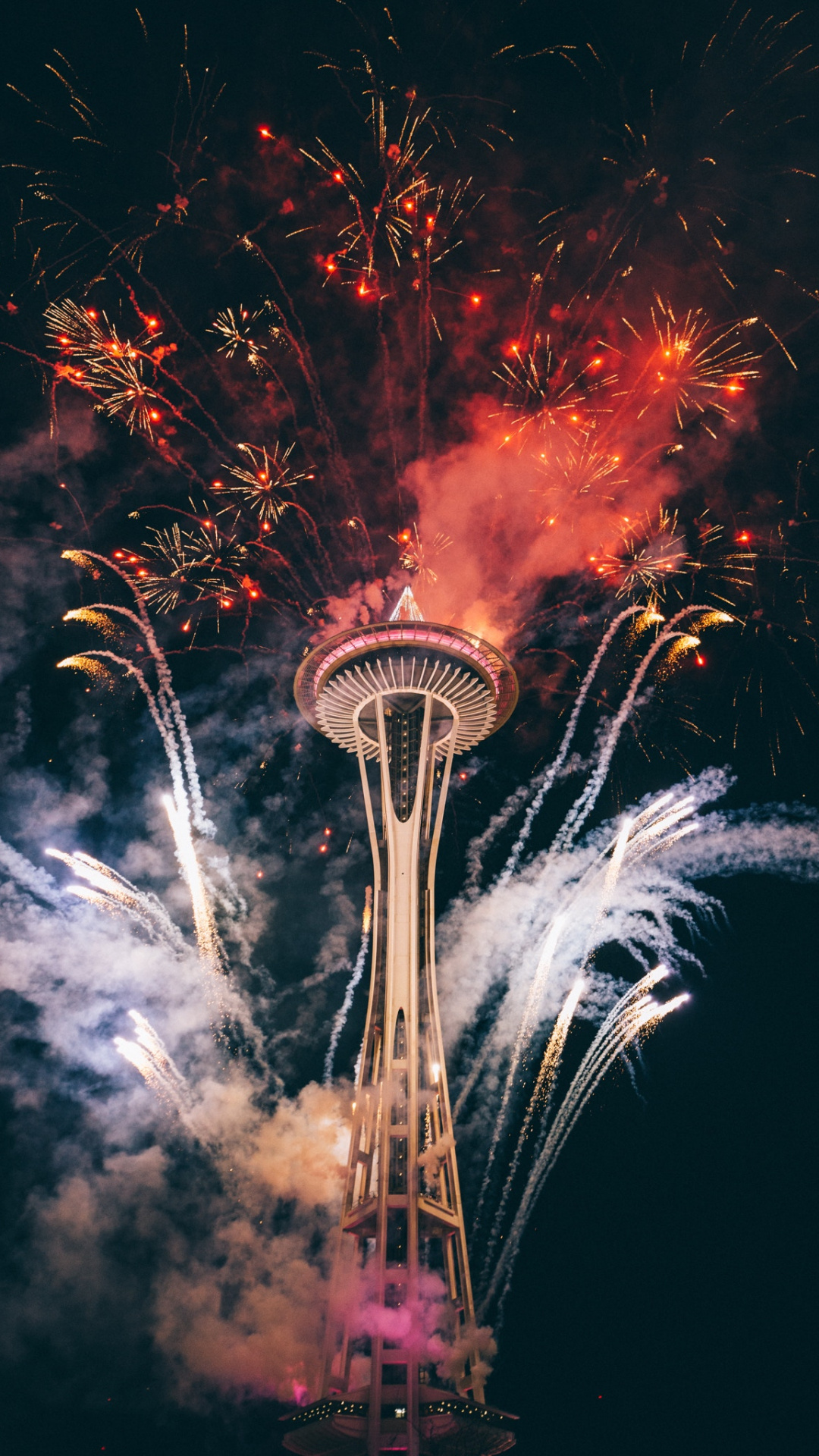 Space Needle, Firework celebration, iPhone wallpaper, iDrop News, 1080x1920 Full HD Phone