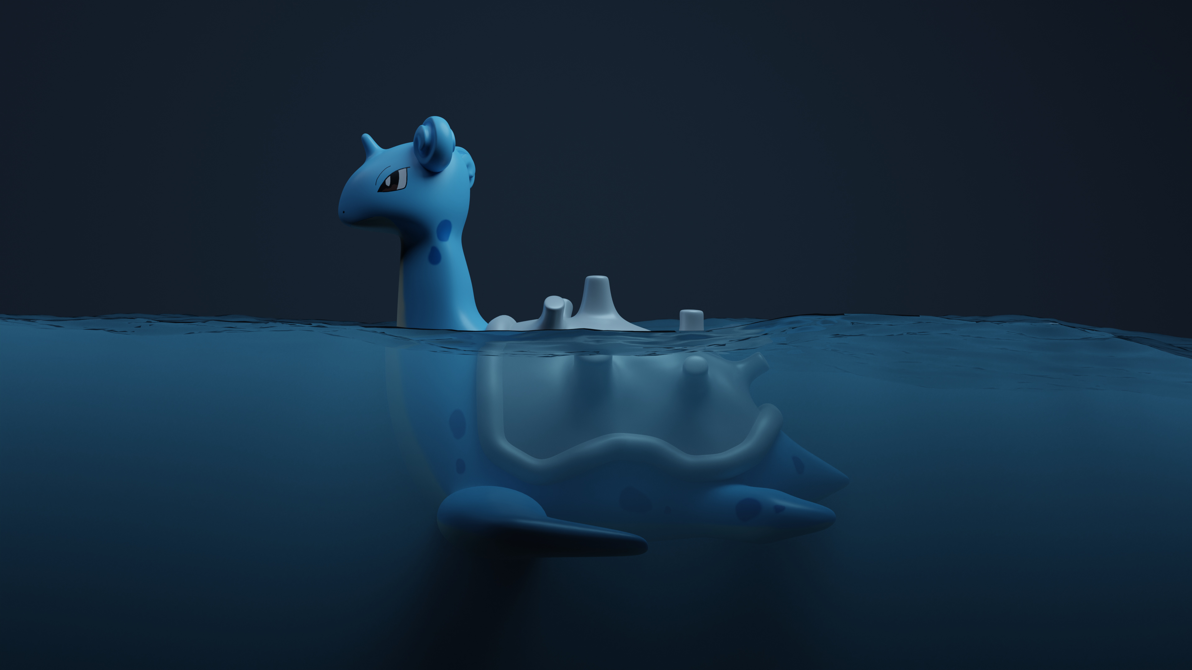 Lapras, 3D model, Blender creation, Artistic rendering, 3840x2160 4K Desktop