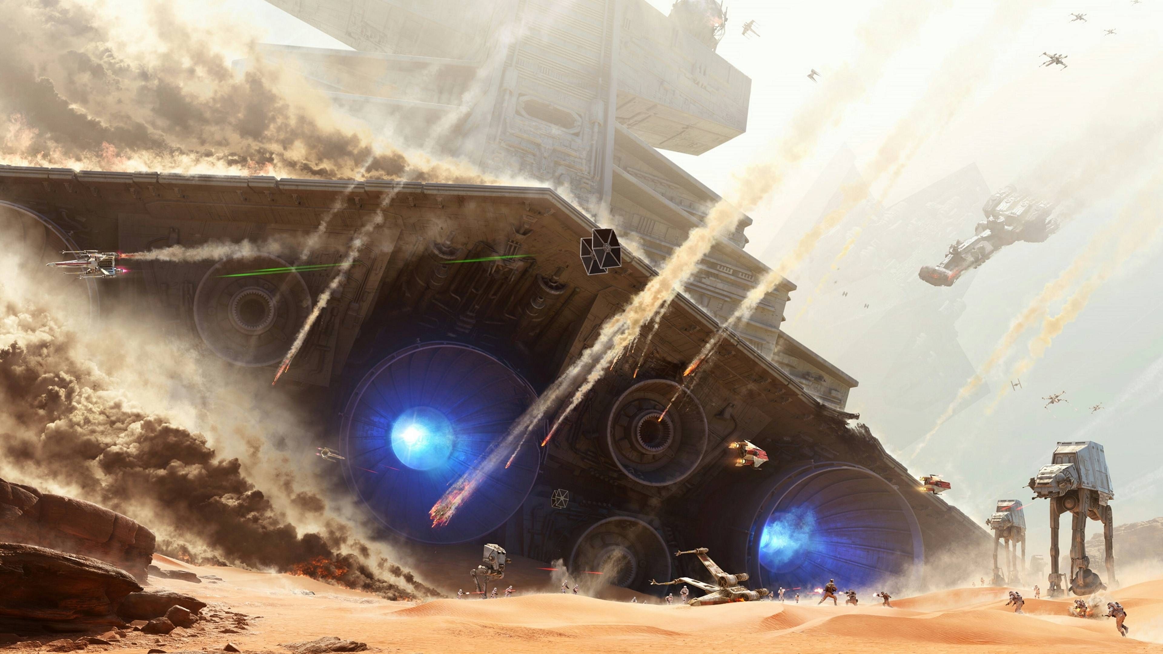 Battle of Jakku wallpapers, Star Wars concept art, 3840x2160 4K Desktop