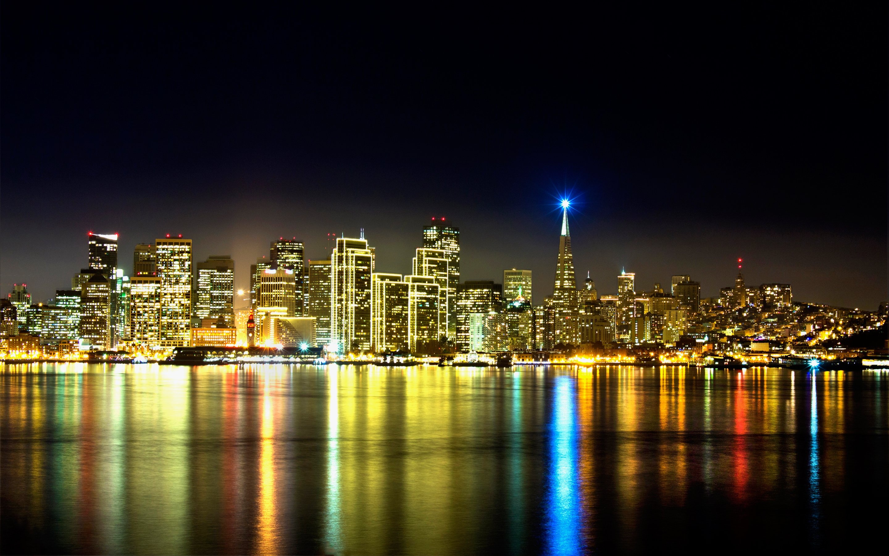 San Francisco, Night Skylines Wallpaper, 2880x1800 HD Desktop