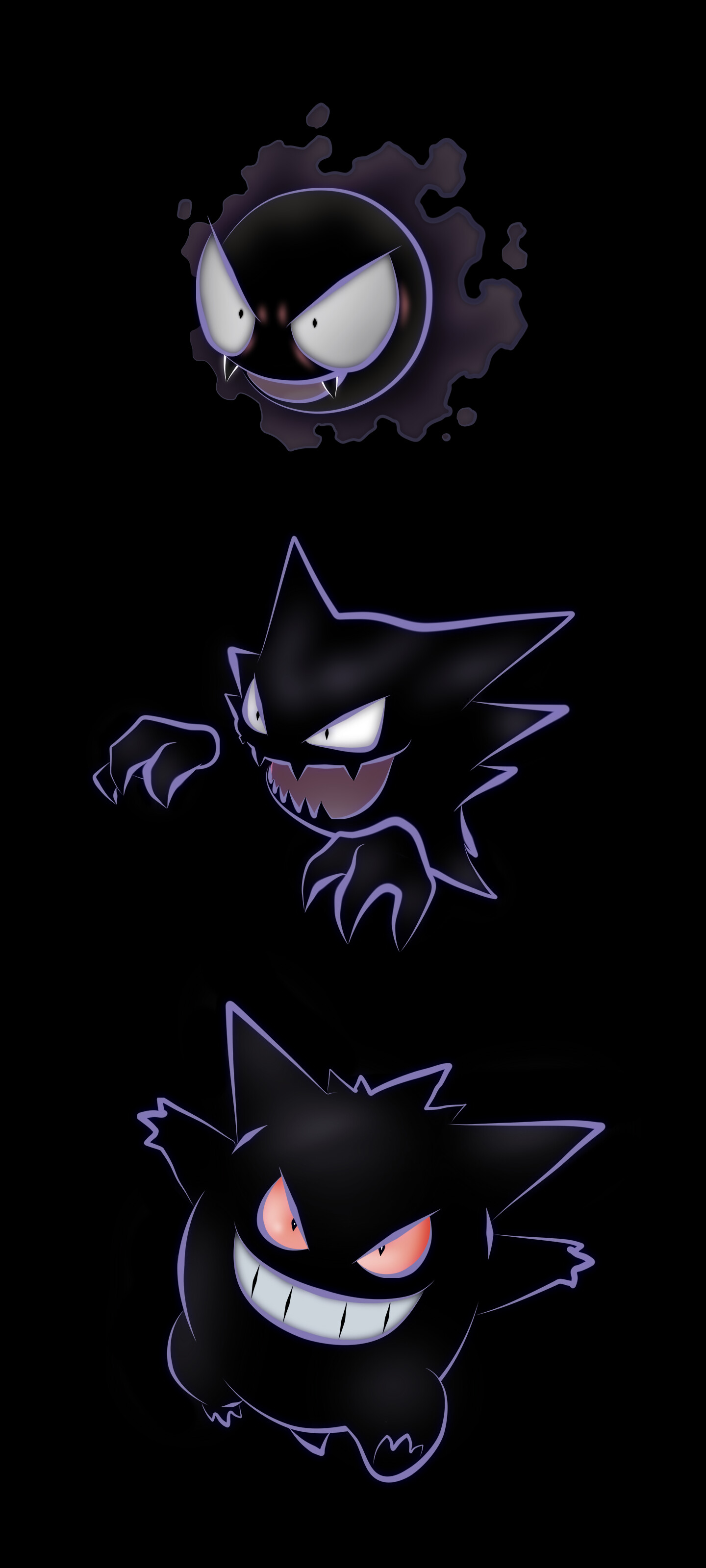 Evolution family, Gastly Wallpaper, 1440x3200 HD Phone