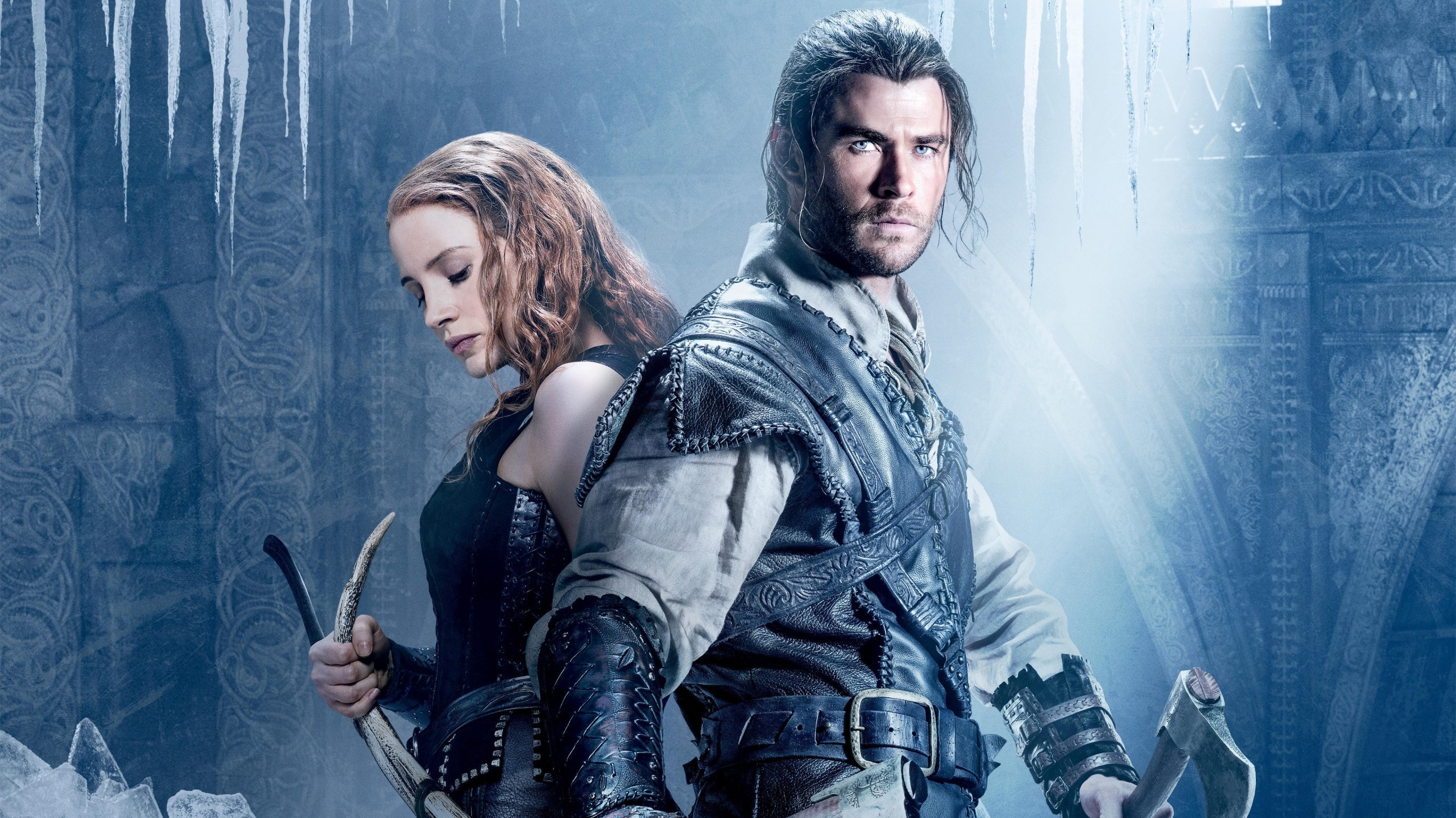 Chris Hemsworth, Huntsman, Winter's War, Jessica Chastain, 2560x1440 HD Desktop