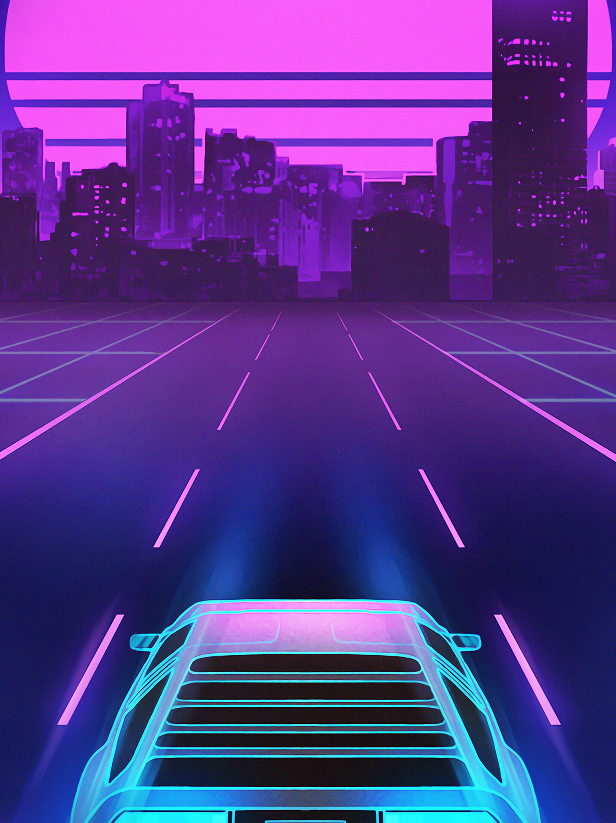 Delorean, Neon Wallpaper, 2050x2740 HD Phone