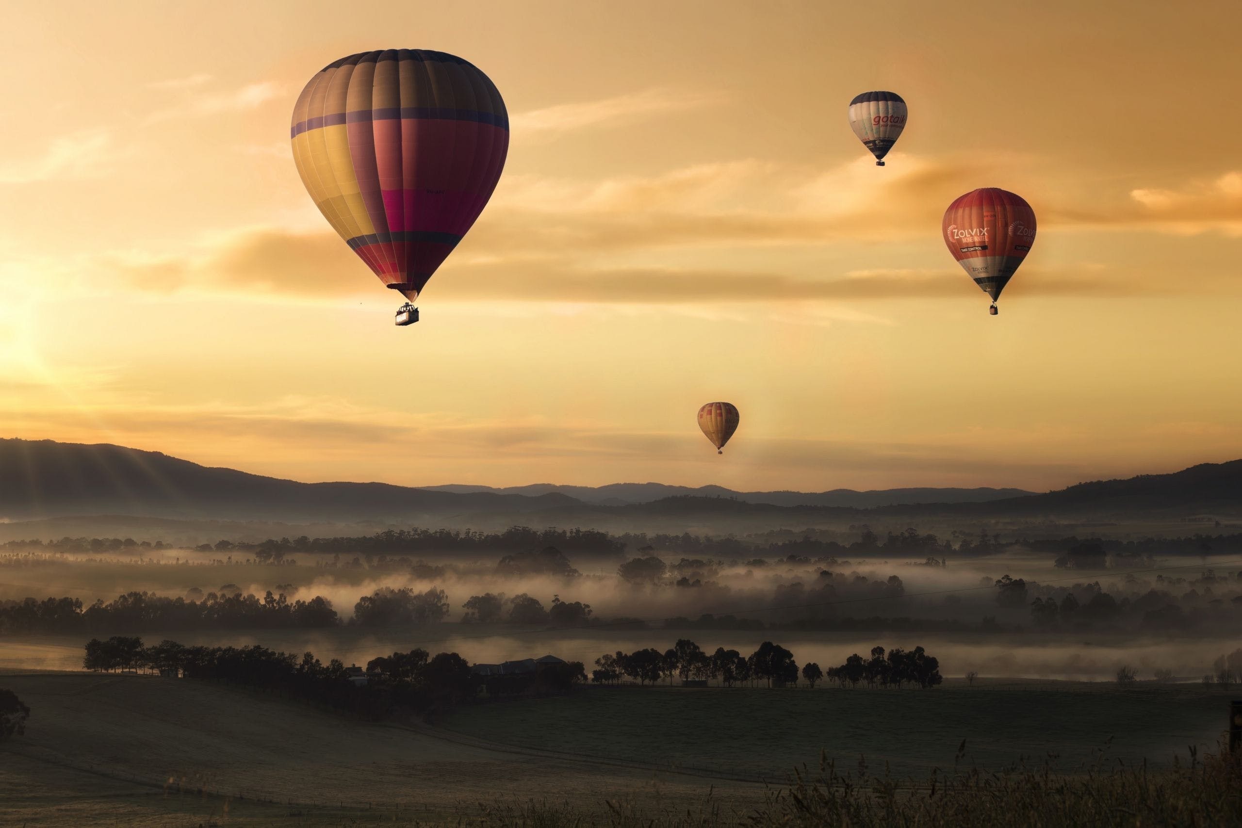 Air balloon flight, Floating in air, Aerial view, Ballooning beauty, 2560x1710 HD Desktop