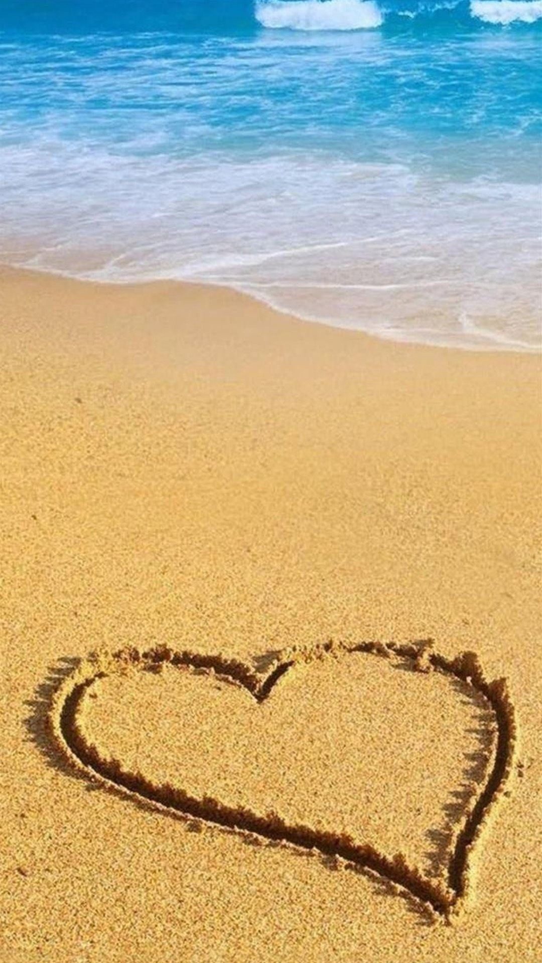 Heart, Footprints in the Sand Wallpaper, 1080x1920 Full HD Phone