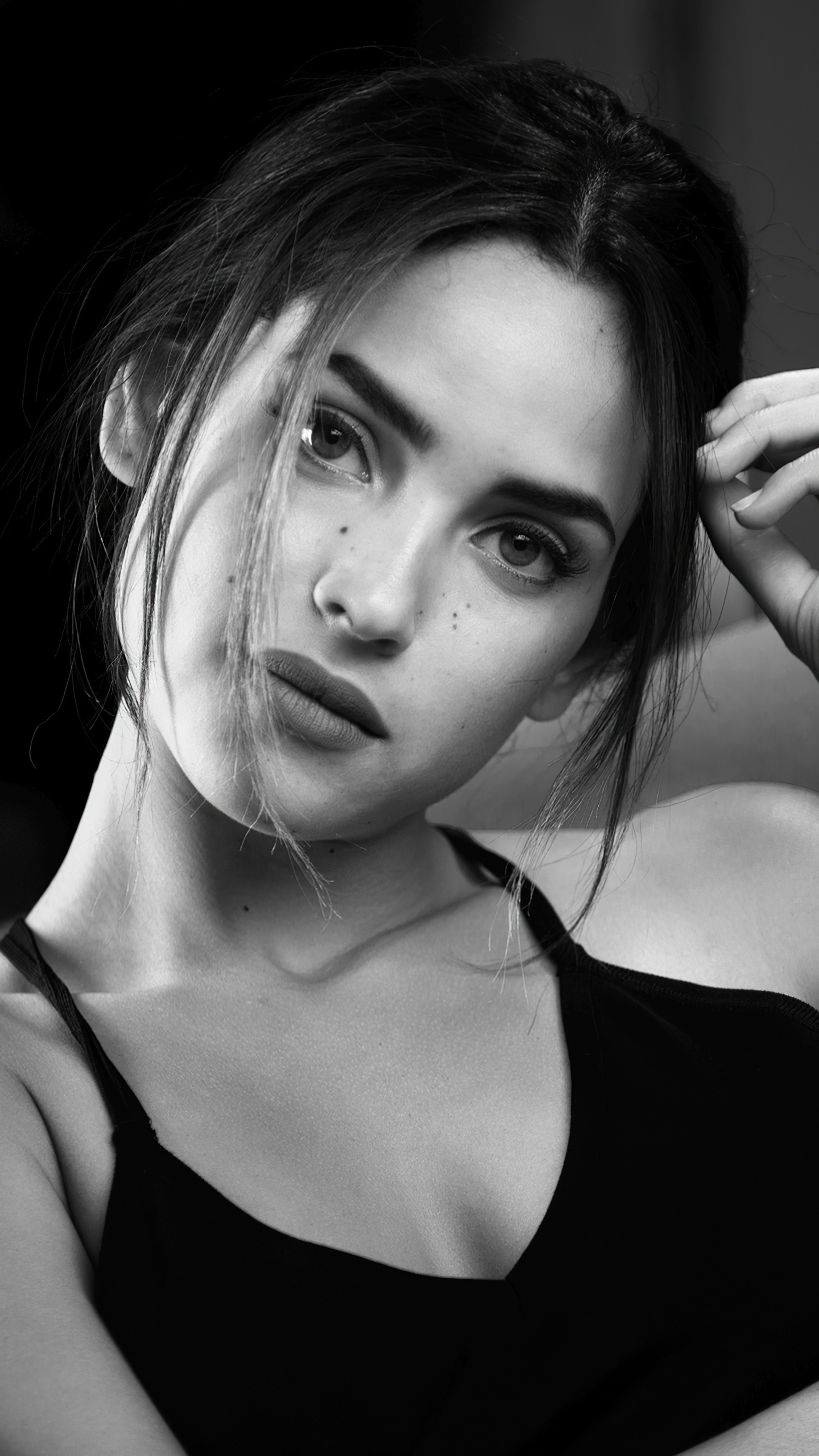 Adria Arjona, Monochrome beauty, Sony Xperia, High-quality images, 2160x3840 4K Phone