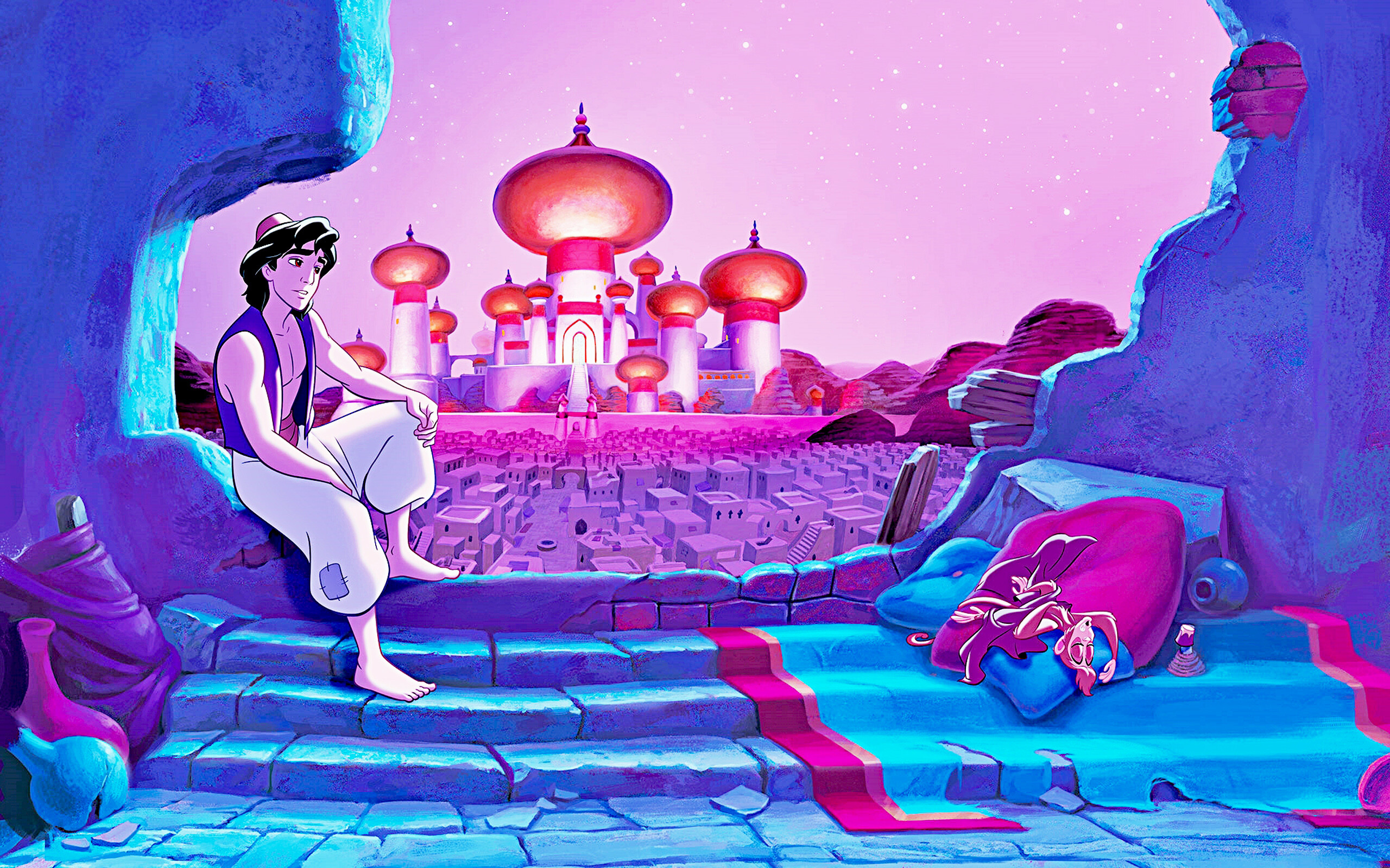 Aladdin cartoon, Animation palace, Walt Disney characters, 2560x1600 HD Desktop