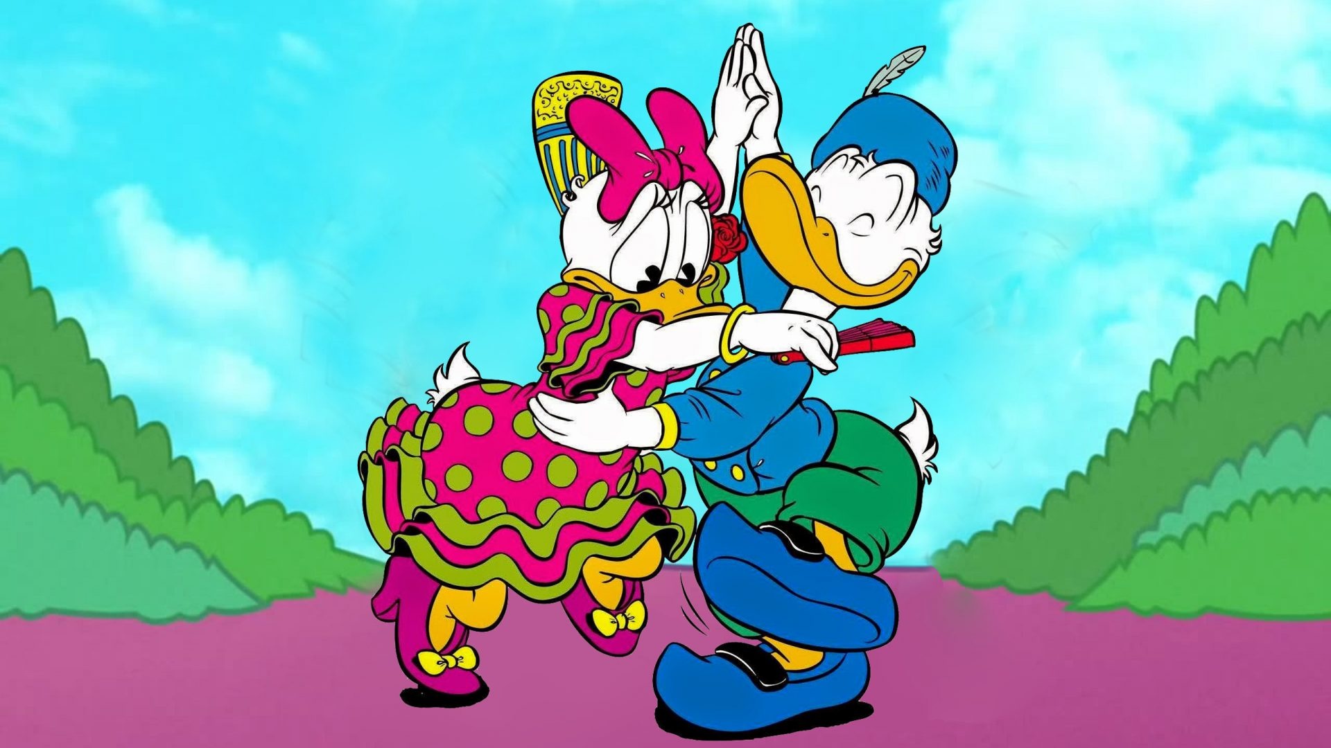 Daisy Duck, Romantic couple, Eyecandy, XFCE desktop, 1920x1080 Full HD Desktop