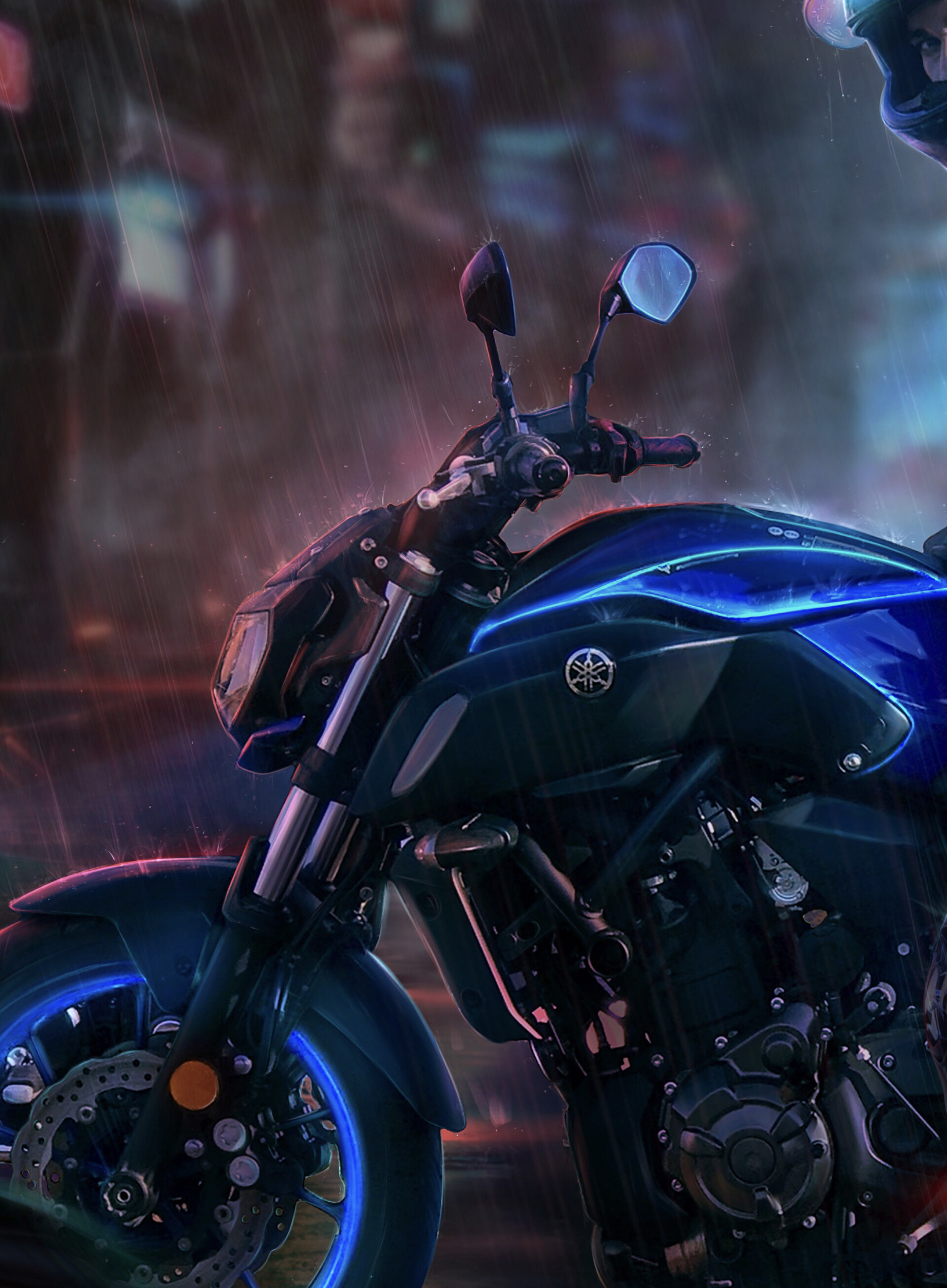 Yamaha MT-07, Julia Smith art, Cyber biker aesthetic, Thrilling rides, 1920x2620 HD Phone