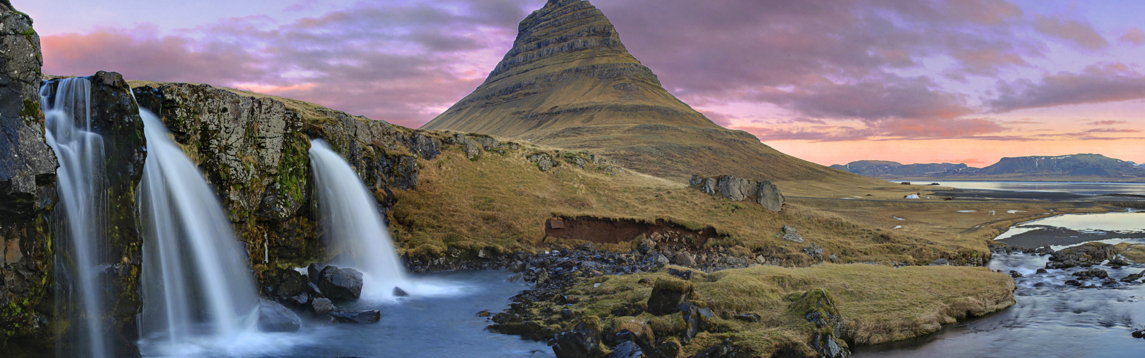 Kirkjufell, Landscapes Wallpaper, 3840x1200 Dual Screen Desktop