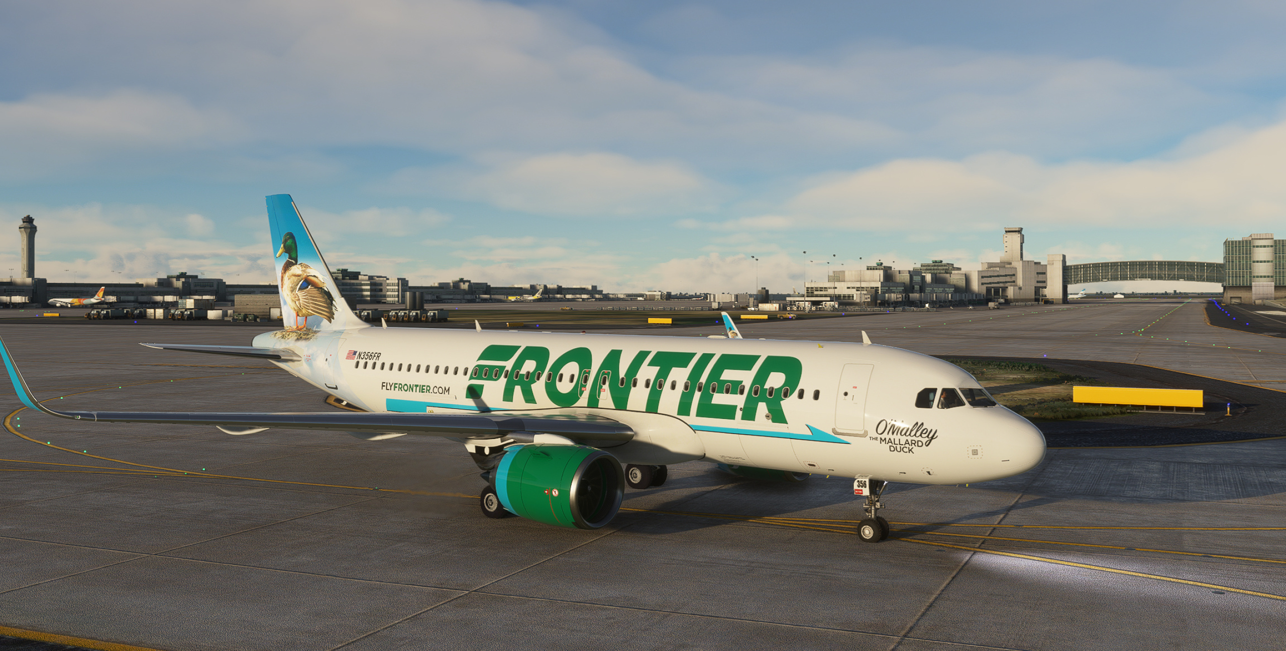 Frontier Airlines, Late afternoon duck, Avsim screen shots, The Avsim community, 2560x1300 HD Desktop