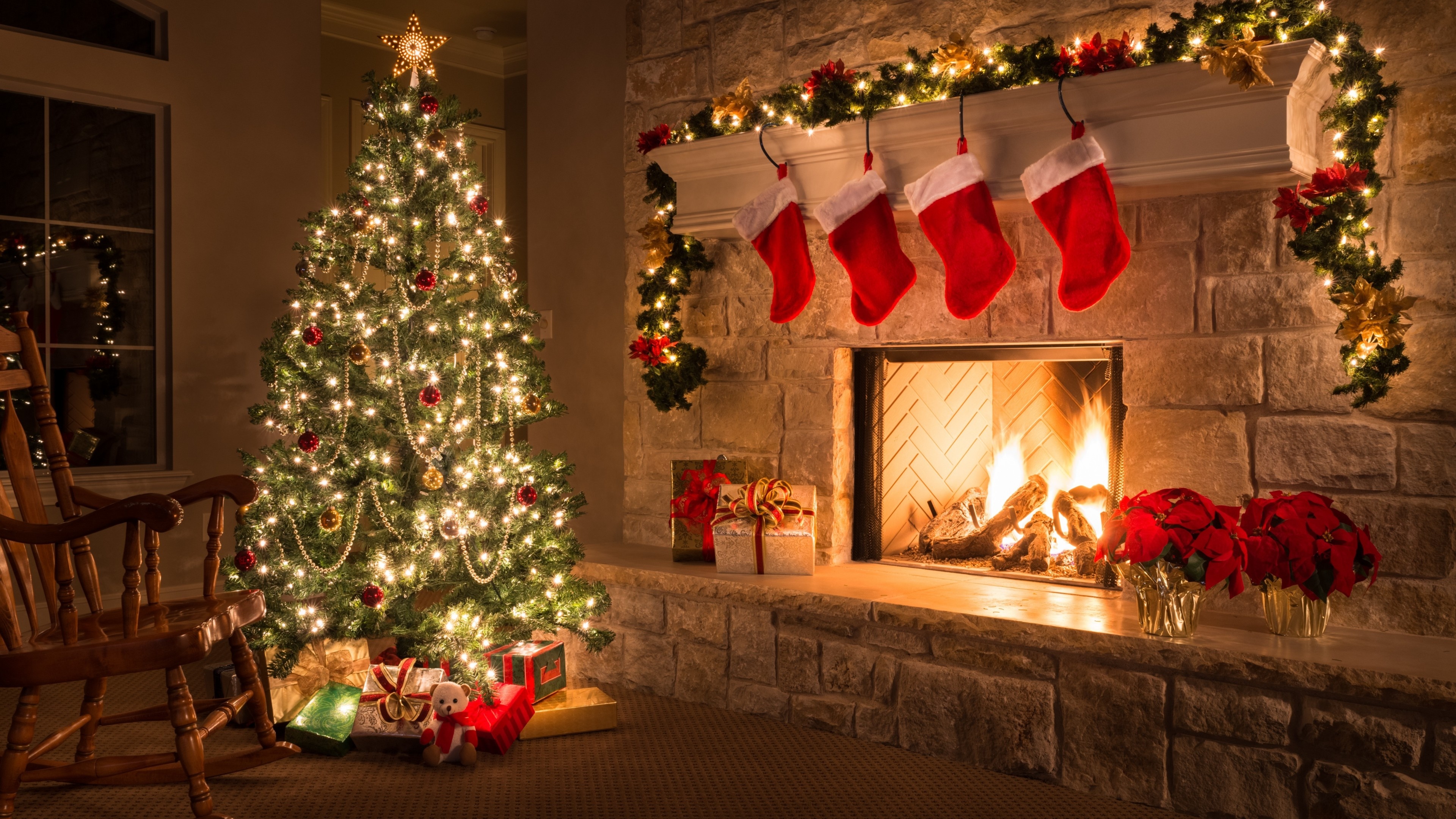 Christmas, Fireplaces Wallpaper, 3840x2160 4K Desktop