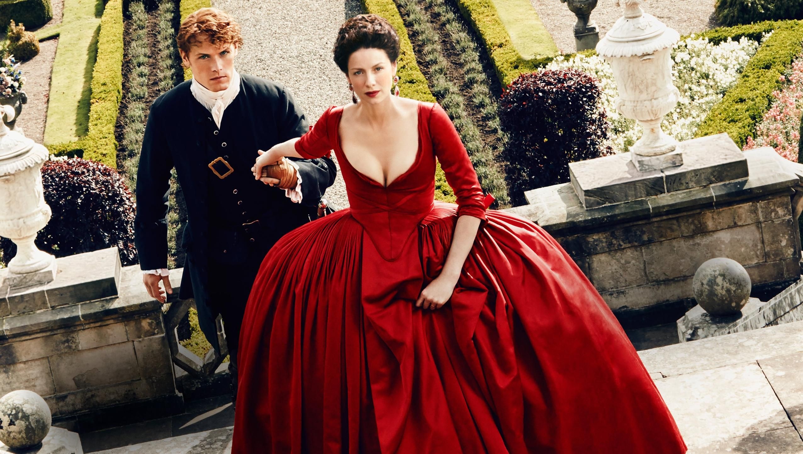 Outlander Desktop Wallpaper, MovieMania, Costumes, Red Dress, 2560x1450 HD Desktop