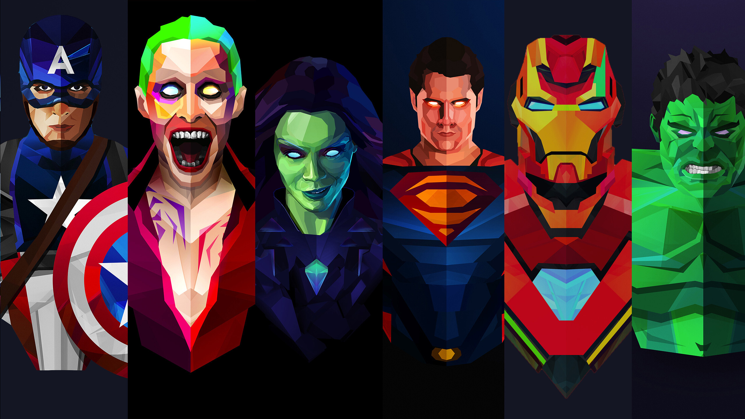 DC vs. Marvel, Superhero artwork, HD images, Ultimate crossover, 2560x1440 HD Desktop