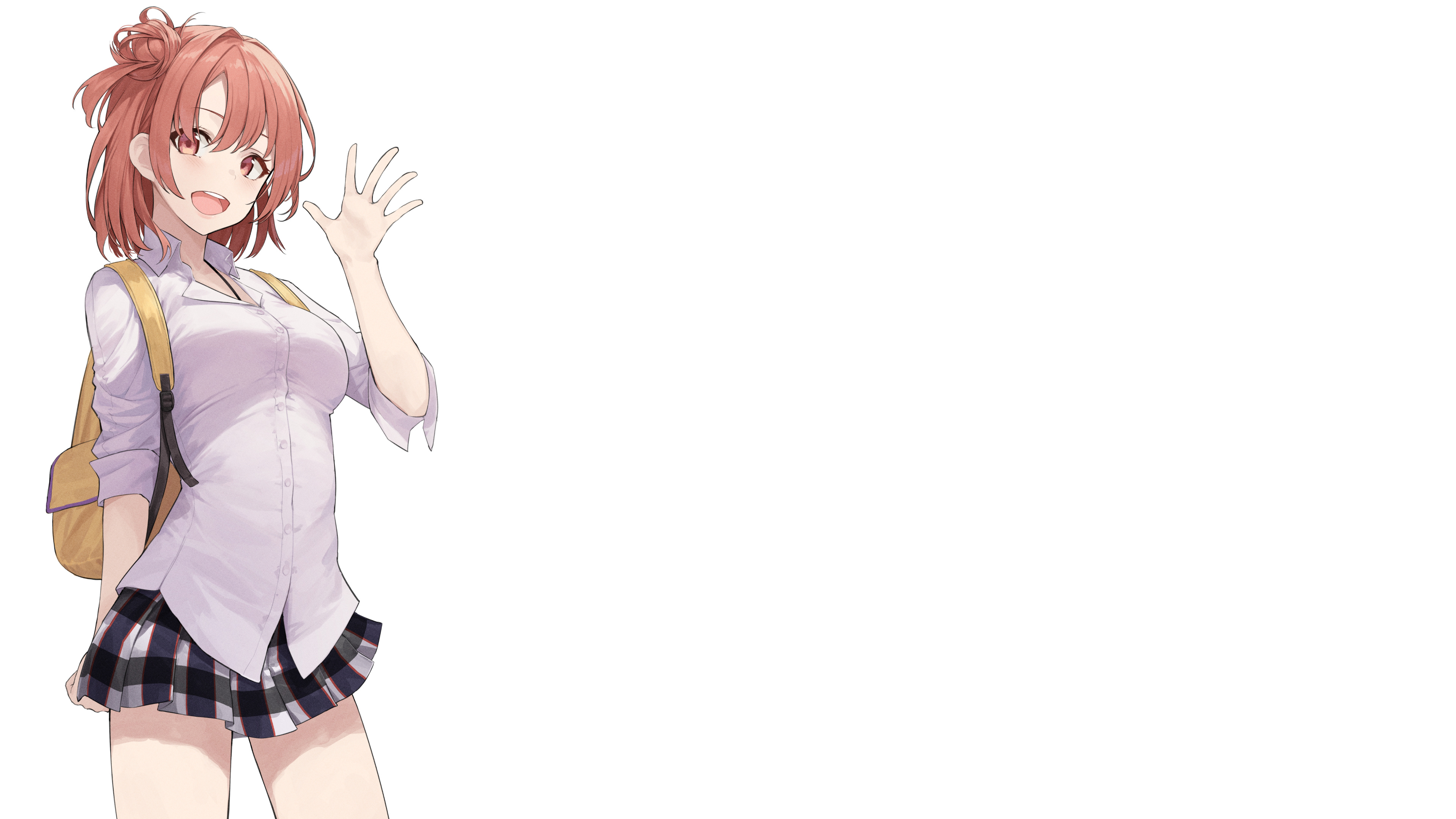 Yuigahama Yui, Ore no Seishun Love Comedy, White Background, Pink Hair, 3840x2160 4K Desktop