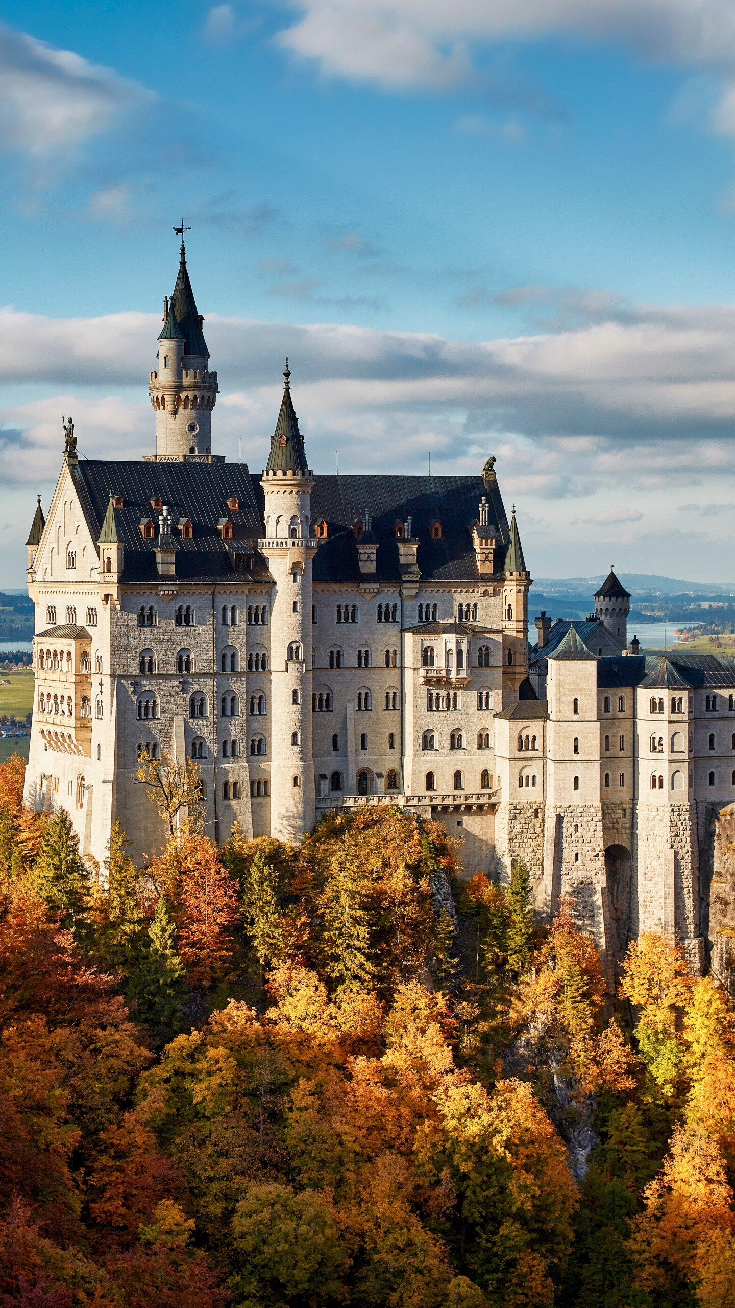 Neuschwanstein Castle, Ancient architecture, Autumn, Schwangau, 1440x2560 HD Phone