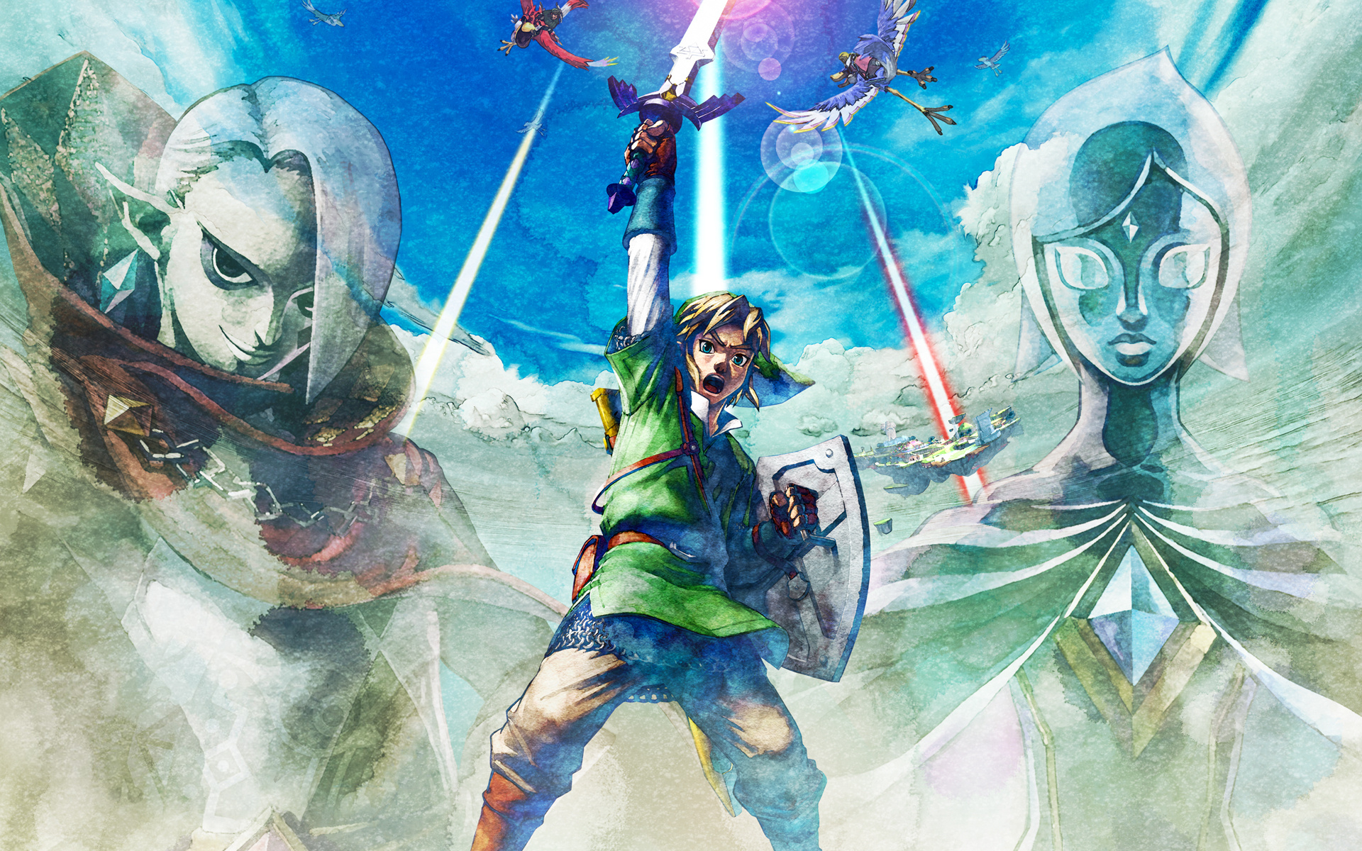 Skyward Sword artwork, Gaming brilliance, Enchanting visuals, Hero's legacy, 1920x1200 HD Desktop