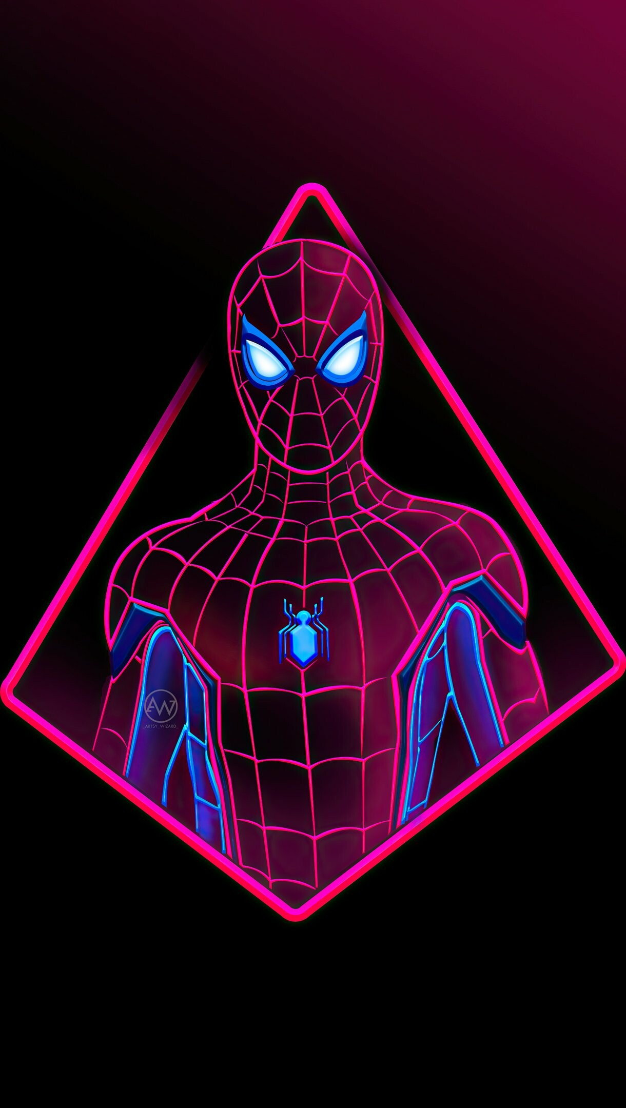 Spider-Man, Neon Wallpaper, 1220x2160 HD Phone