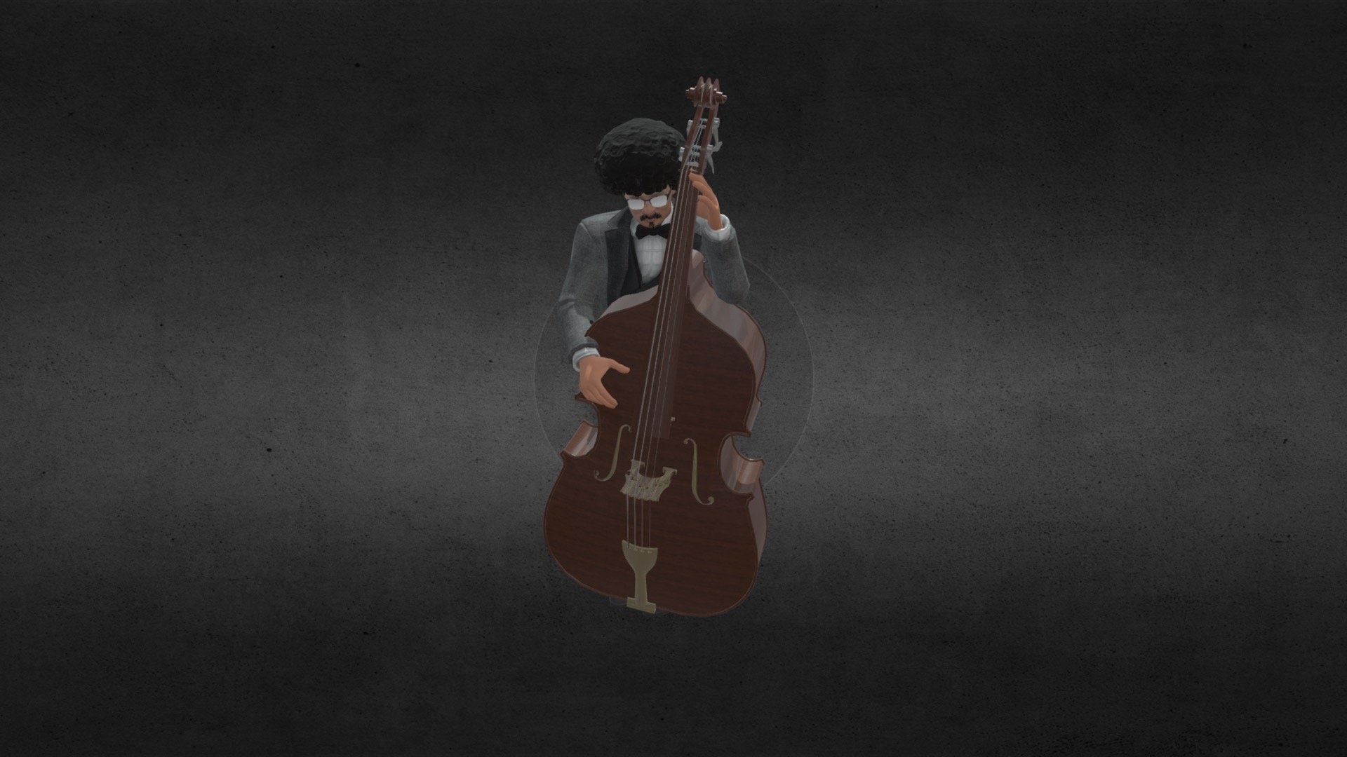 Bassist with double bass, Upright bass animation, 3D model, Imanboer, 1920x1080 Full HD Desktop