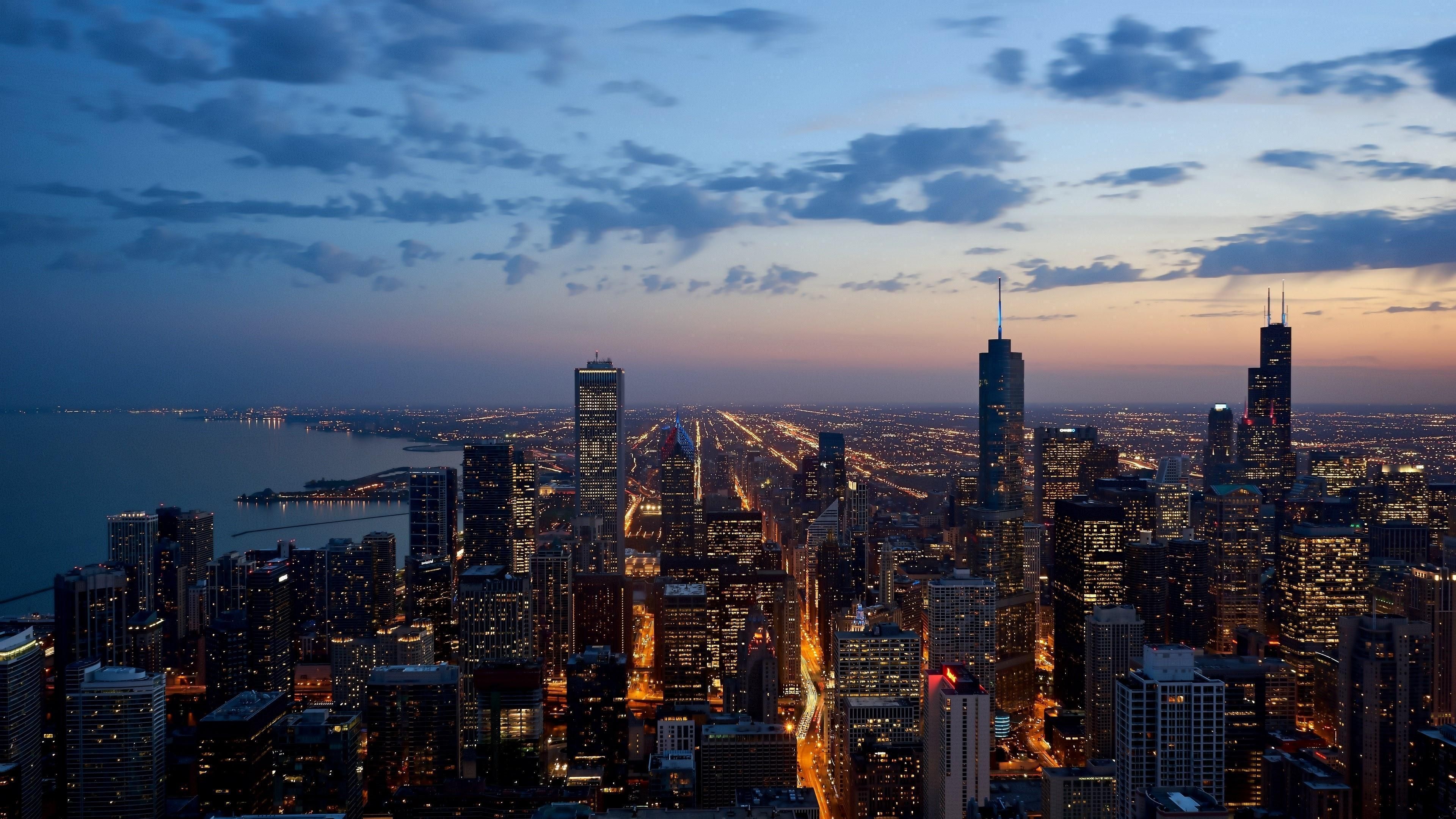 Chicago Skyline, Travels, Laptop wallpapers, 3840x2160 4K Desktop