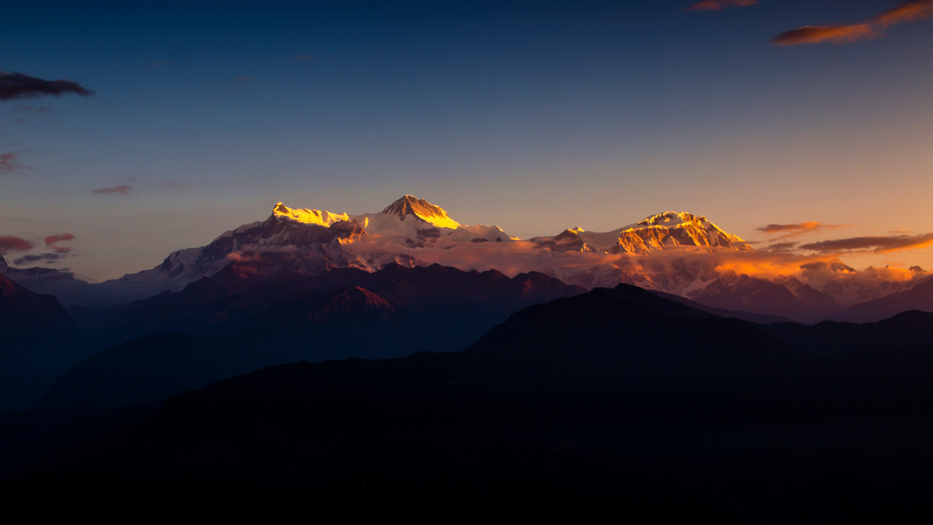 Clouds sunset, Himalayas mountain range, Wallpaper, Widescreen, 3840x2160 4K Desktop