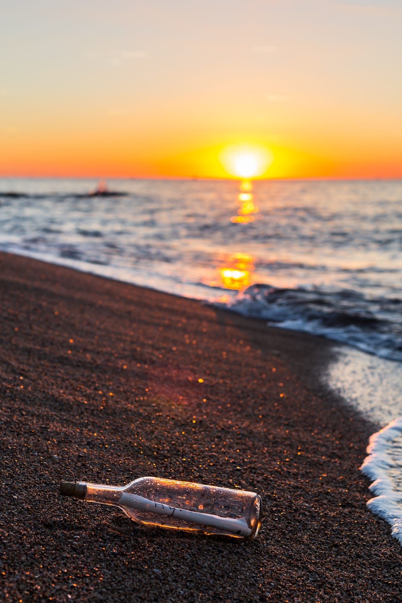 Message in a Bottle, Beachside beauty, Natural scenery, Serene landscape, 1340x2000 HD Phone