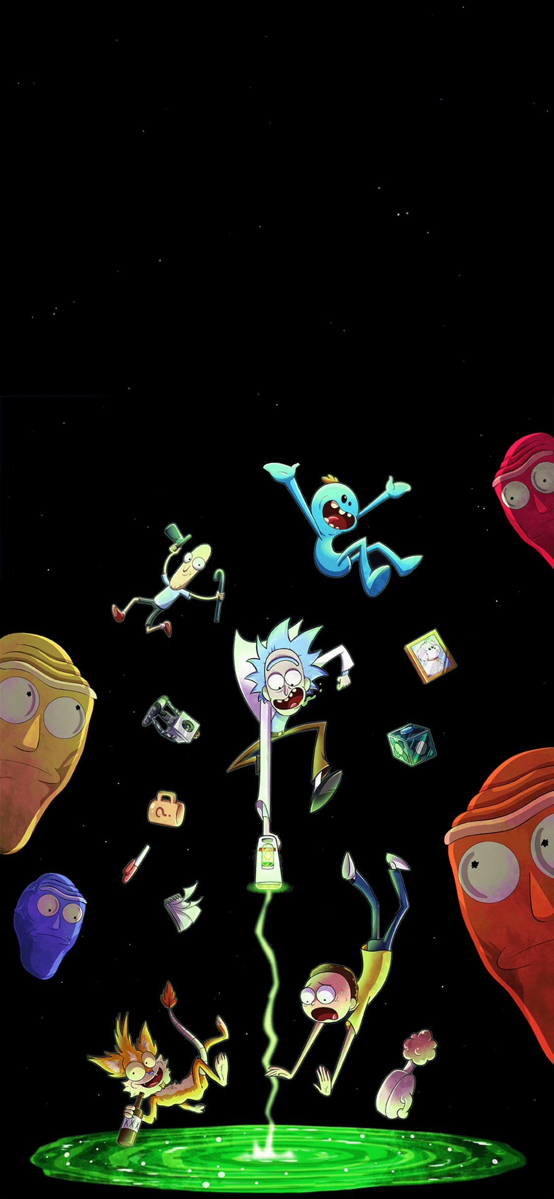 Rick and Morty, Amoled wallpapers, Animated series, 1130x2440 HD Phone