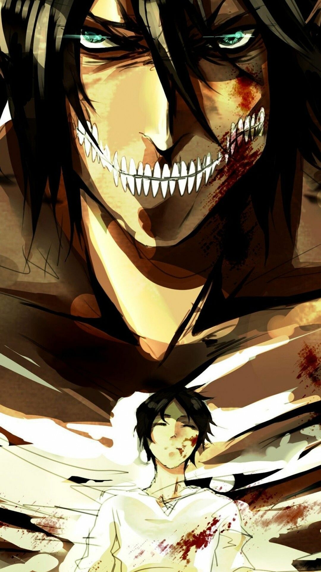 Attack on Titan, Eren Jaeger titan wallpapers, Powerful transformation, Intense battles, 1080x1920 Full HD Phone