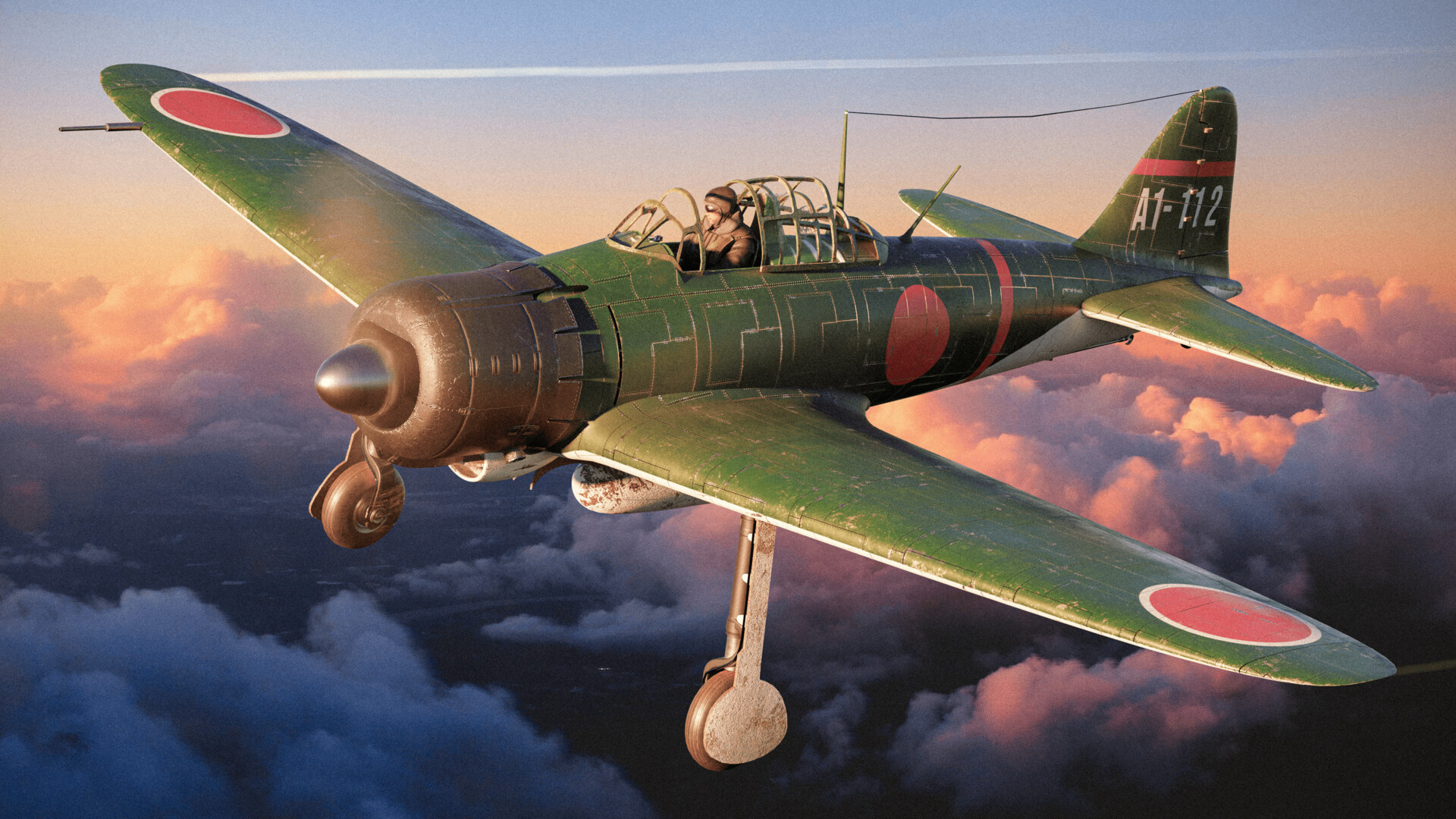 Mitsubishi A6M Zero, Intricate artwork, Japanese military, Aviation, 1920x1080 Full HD Desktop