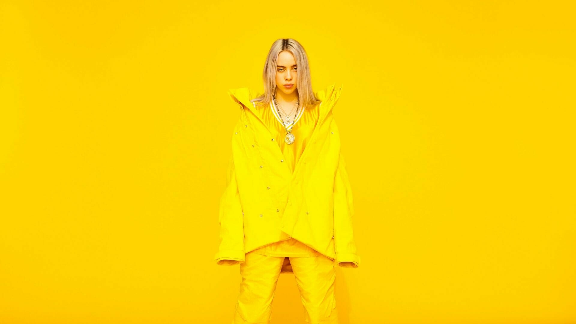 Billie Eilish, Yellow wallpapers, HD 4K, Desktop and phones, 1920x1080 Full HD Desktop