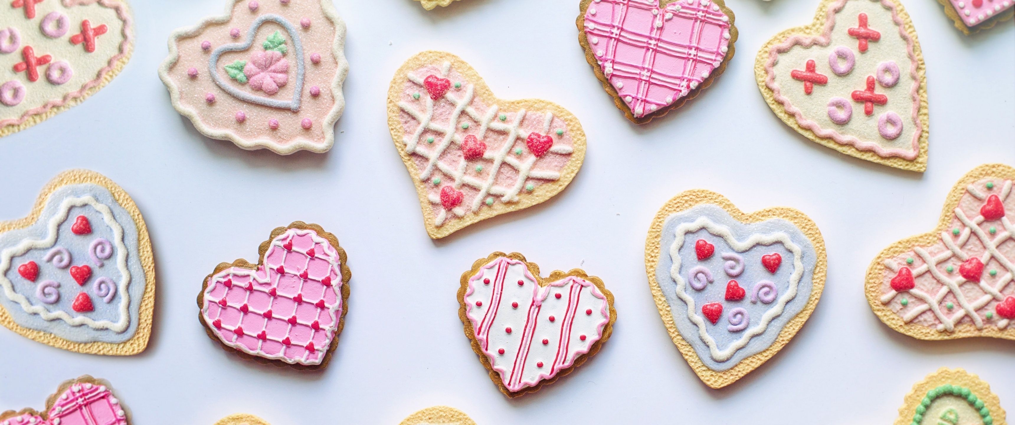 Cookies, Heart Shape Wallpaper, 3440x1440 Dual Screen Desktop