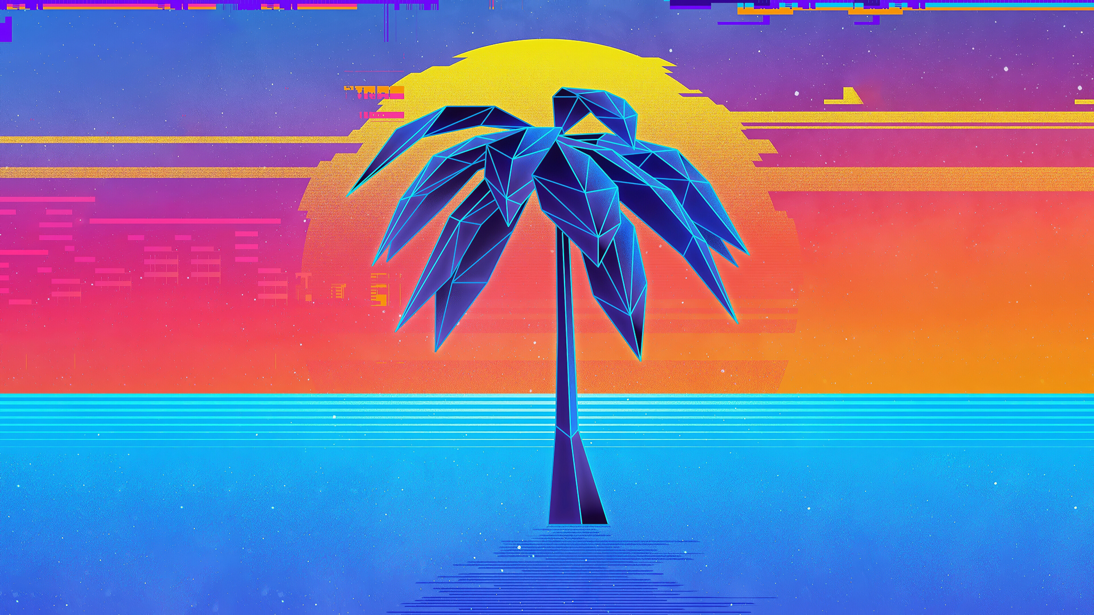 Synthwave art, Palm Trees Wallpaper, 3840x2160 4K Desktop