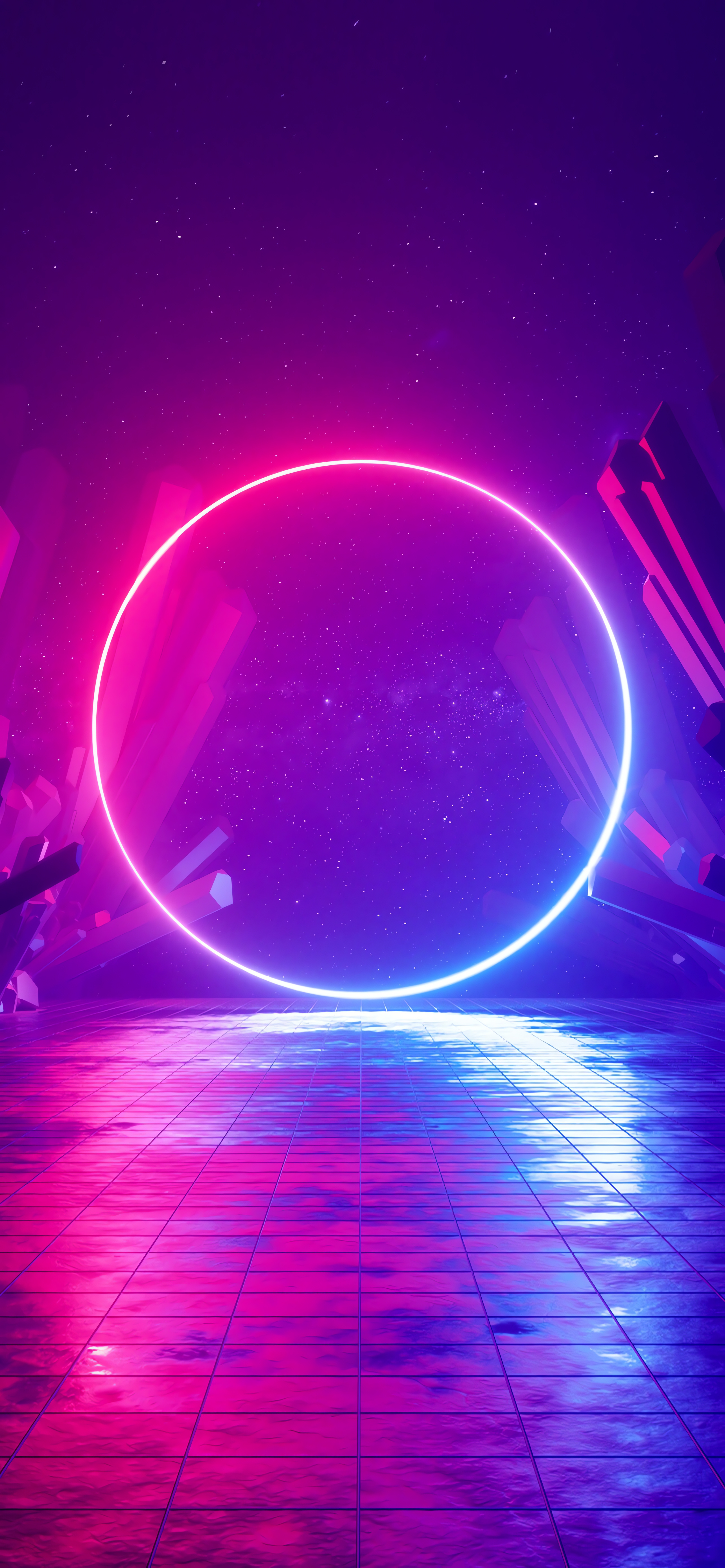 4K neon wallpaper, Huawei Mediapad stock, Sci-fi ring, Futuristic atmosphere, 2570x5560 4K Phone