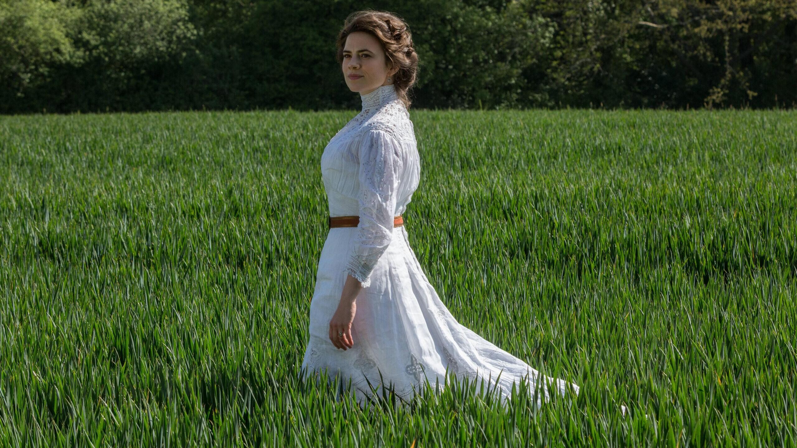 Hayley Atwell, White dress, 1440p resolution, 4K wallpapers, 2560x1440 HD Desktop