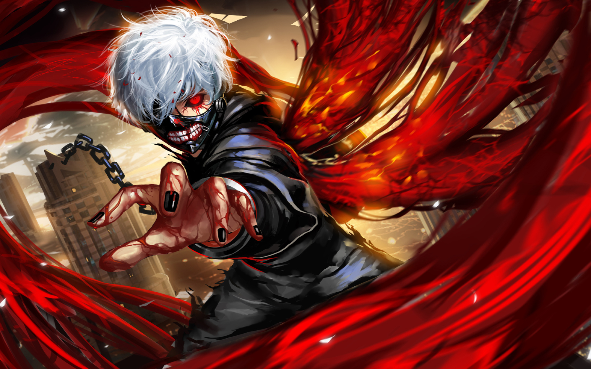 Tokyo Ghoul, Kaneki Ken, Dark fantasy, Anime aesthetic, 2000x1250 HD Desktop