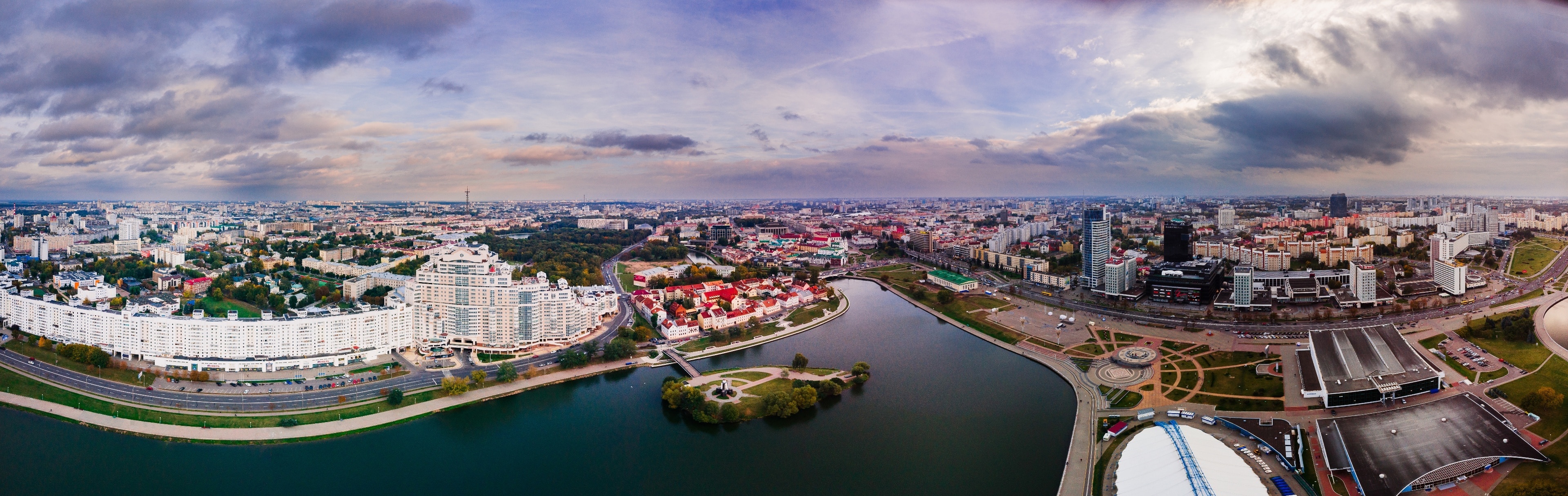 Minsk, Capital of Belarus, Eastern Europe, Architectural gems, 3840x1220 Dual Screen Desktop