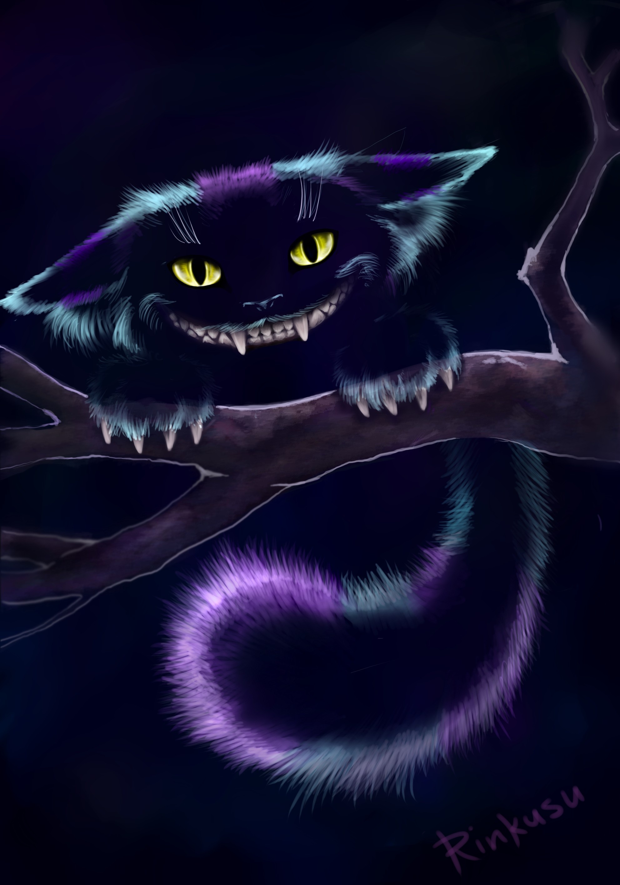 Artwork, Cheshire Cat Wallpaper, 1990x2840 HD Phone