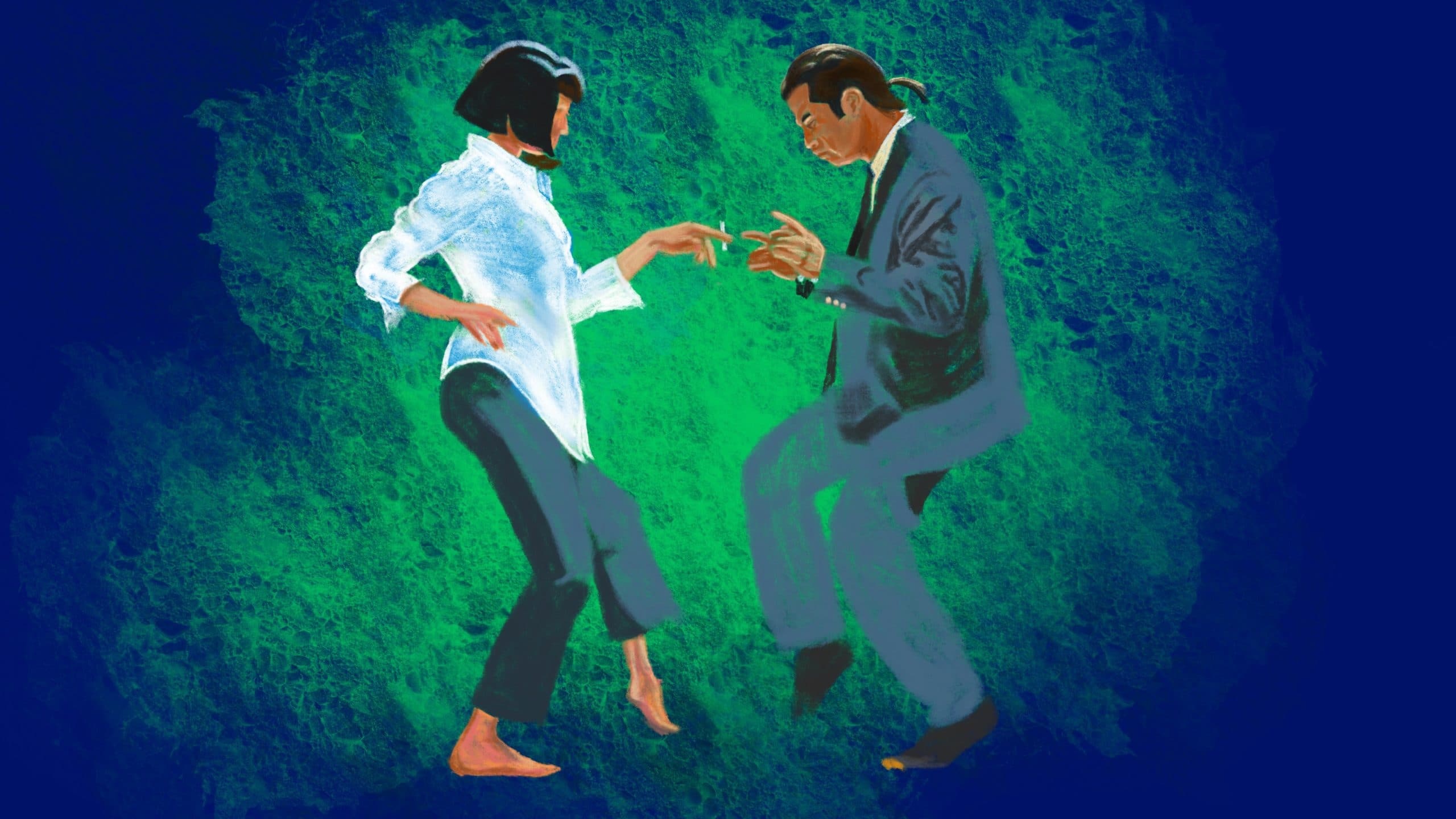 Vincent Vega and Mia Wallace, Twist Dance Wallpaper, 2560x1440 HD Desktop