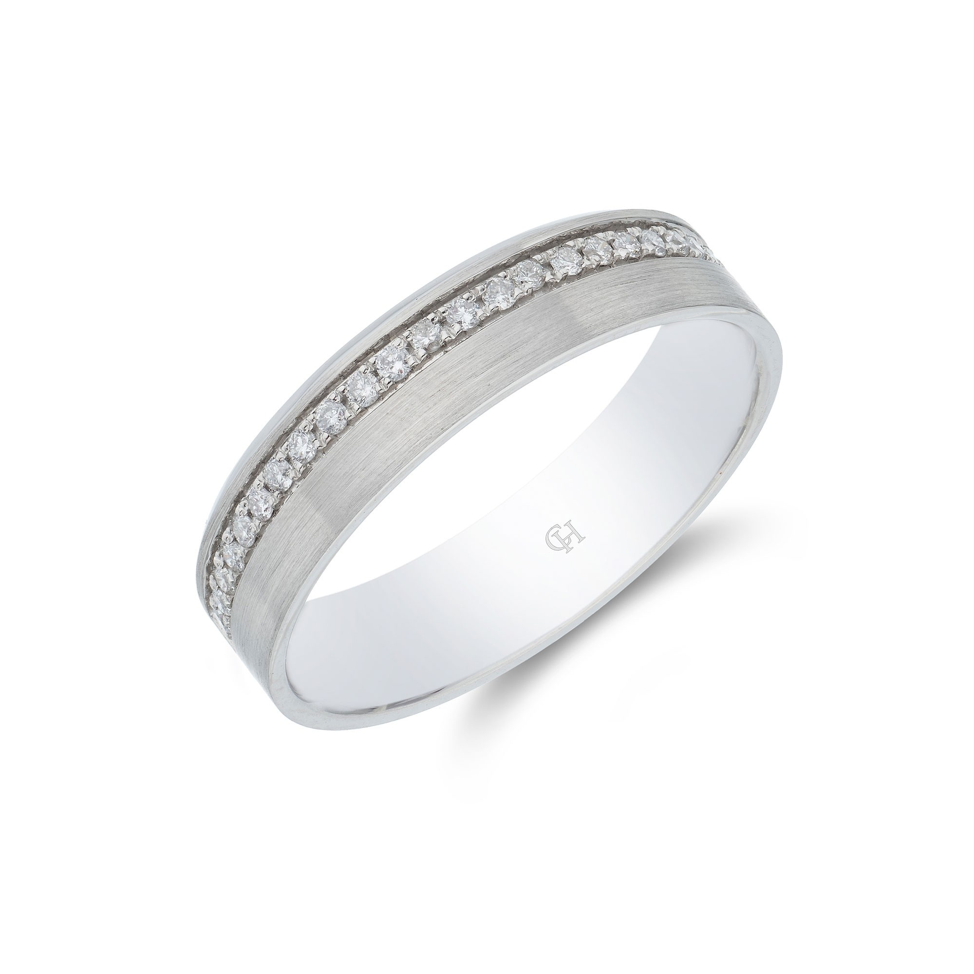 Platinum band, Round diamond, Offset setting, Wedding jewelry, 2000x2000 HD Phone