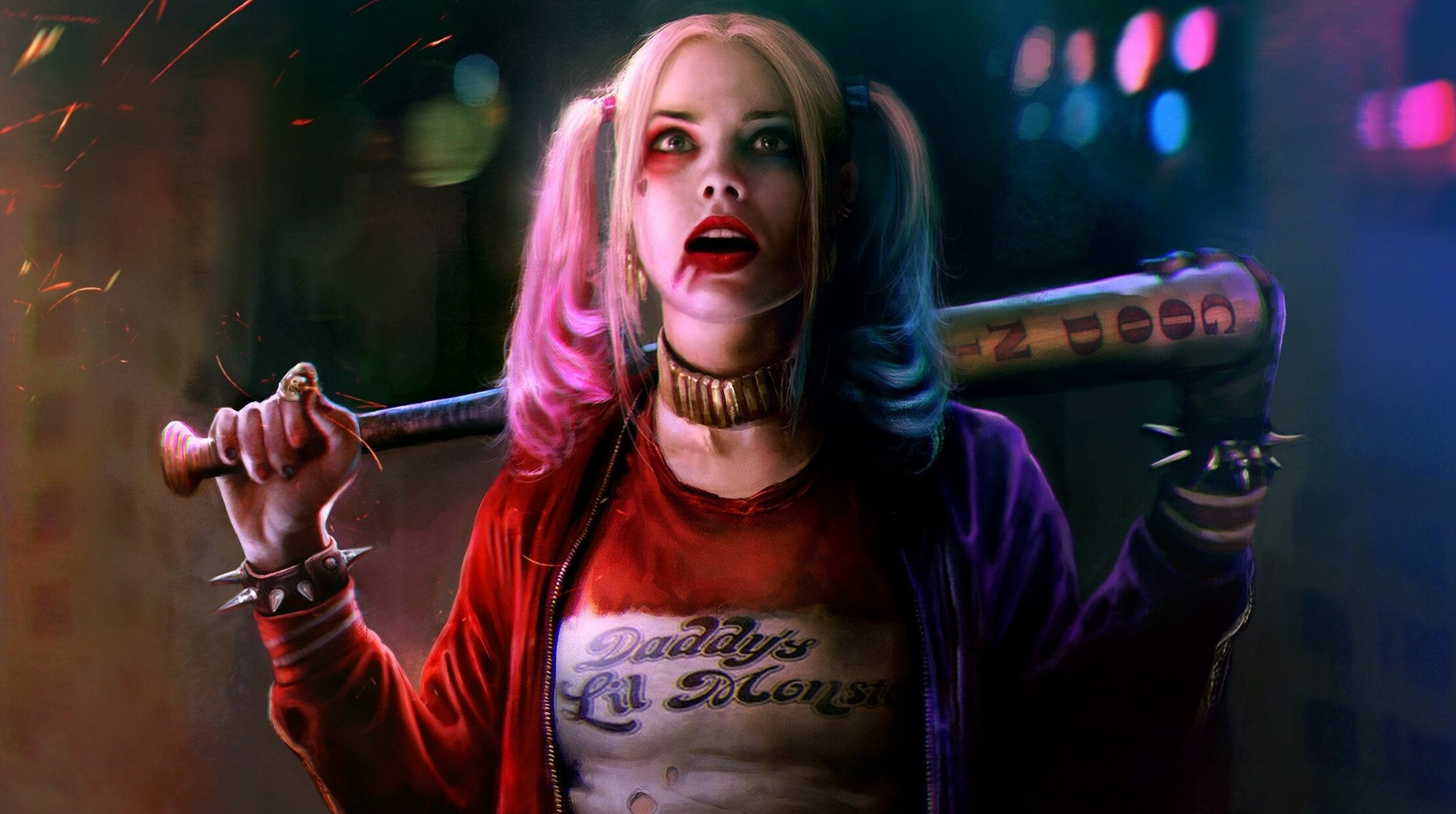 Harley Quinn, Suicide Squad, Psychedelic artwork, Villainous duo, 2220x1250 HD Desktop